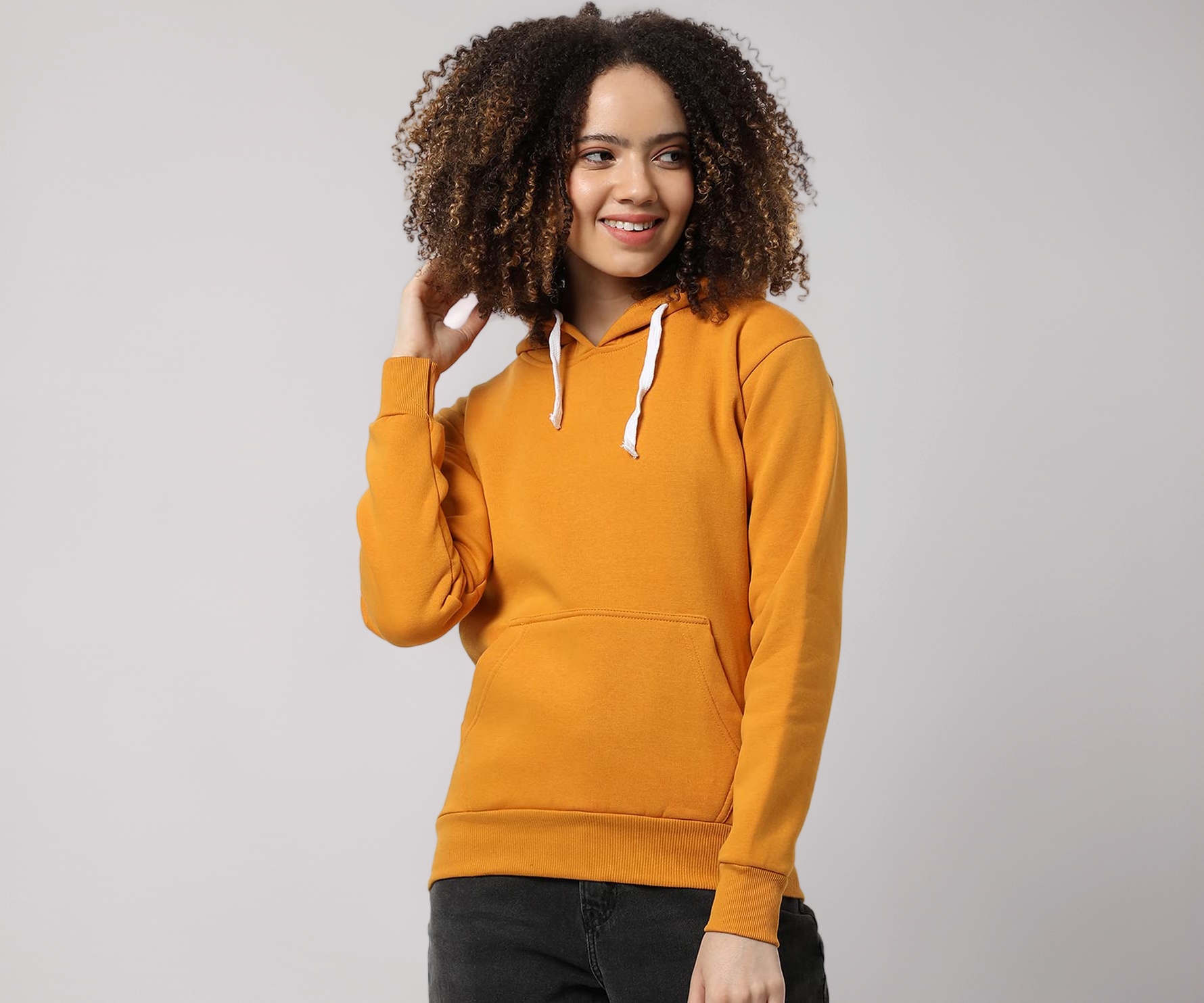 Campus Sutra Women cotton Premium Zipper Hoodie-Grey
