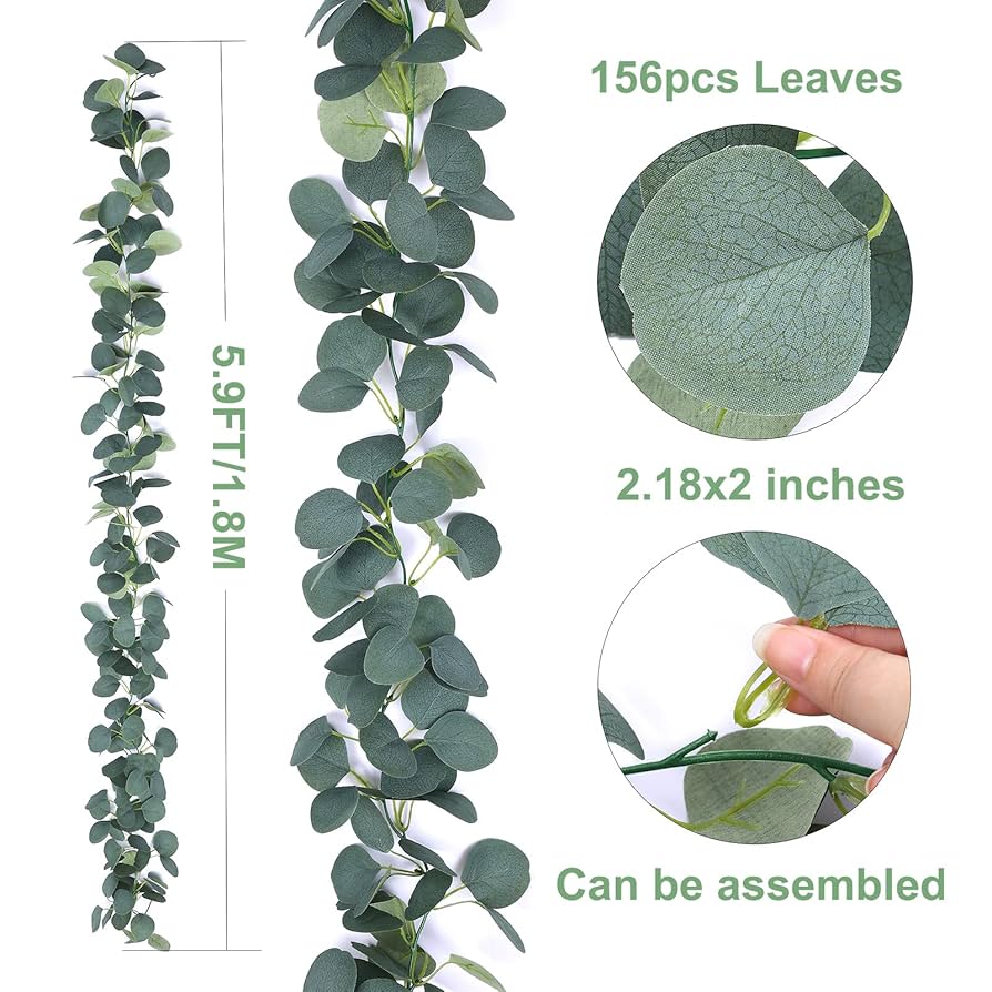 Amazon.com: FUGZAUD 2 Pack Artificial Eucalyptus Garland