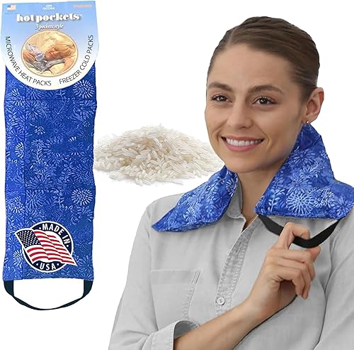 Hot Pockets Calentador de cuello para microondas, envoltura térmica para el cuello con funda lavable, almohadilla térmica para cuello, dolores