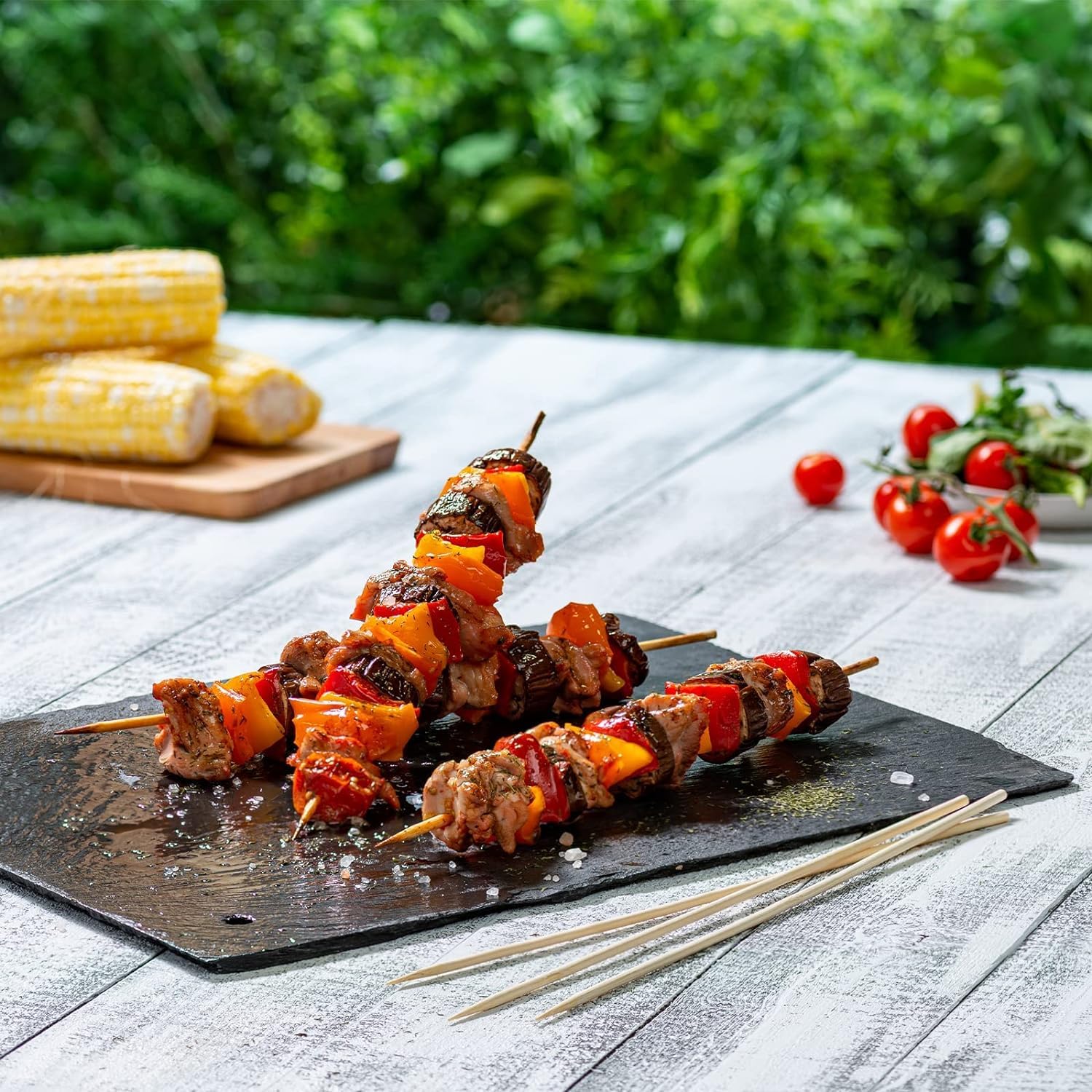 Spiee aus Holz zum Grillen und Grillen  Stbchen aus Bambus  Spie fr  Obst (500, 7,5 cm) : Amazon.de: Garten