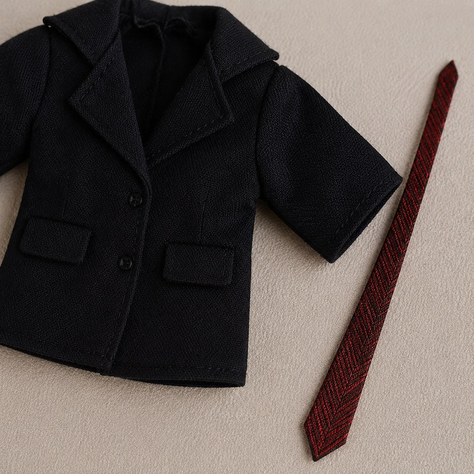 Puppenkleidung Im Maßstab 1:12 – Anzug, Outfit, Modedekoration, Puppen Selber Machen, Geschenk für Kleine Mädchen, Mantel, Hemd, Hose, Kostüm, Schwarz