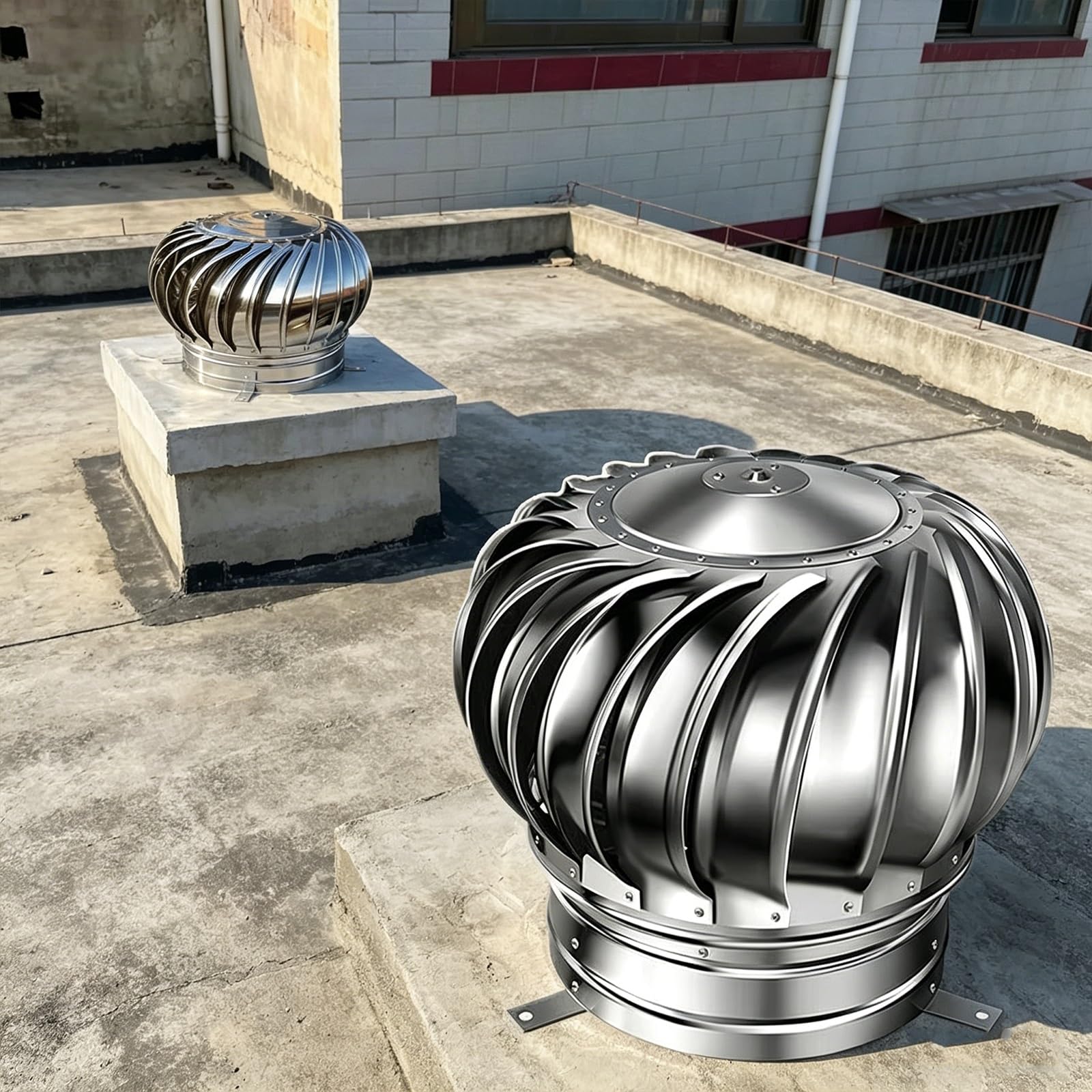 Ventilador de techo giratorio de acero inoxidable de 400 mm sin motor para chimenea
