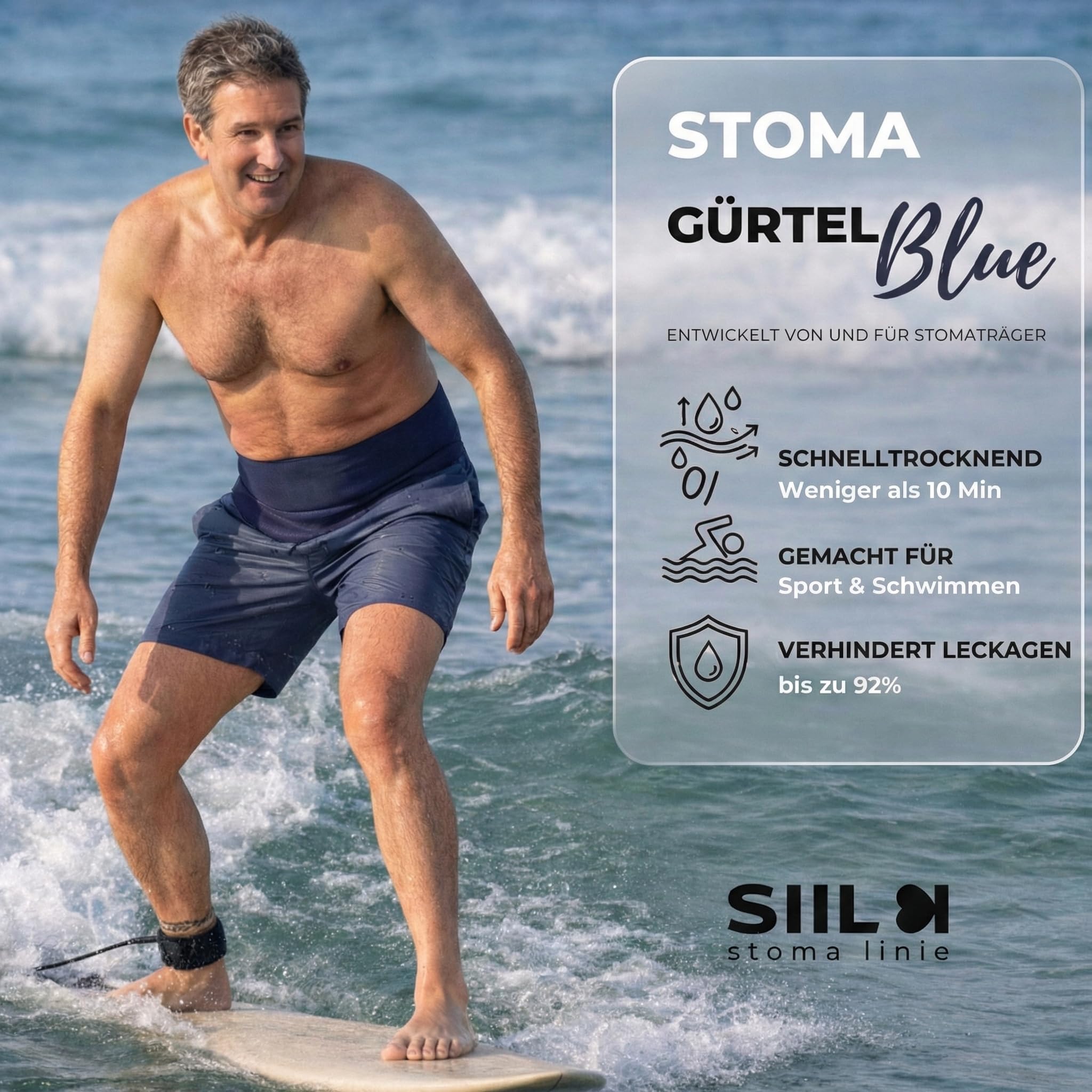 SIIL Stoma Belt for Men & Women | Premium Ostomy Bag Covers | Sports & Swimming | Colostomy Belts, Illeostomy Covers | Ostomy Wrap (Improved Zipper & Velcros) Made in EU - L