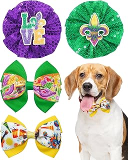 PET SHOW Holiday Dog Bowties Flowers for Small Dogs Slide on Collar | 4 pack/12 pack halloween christmas bows, for medium dogs cats boy girl, pets holiday birthday grooming accessories