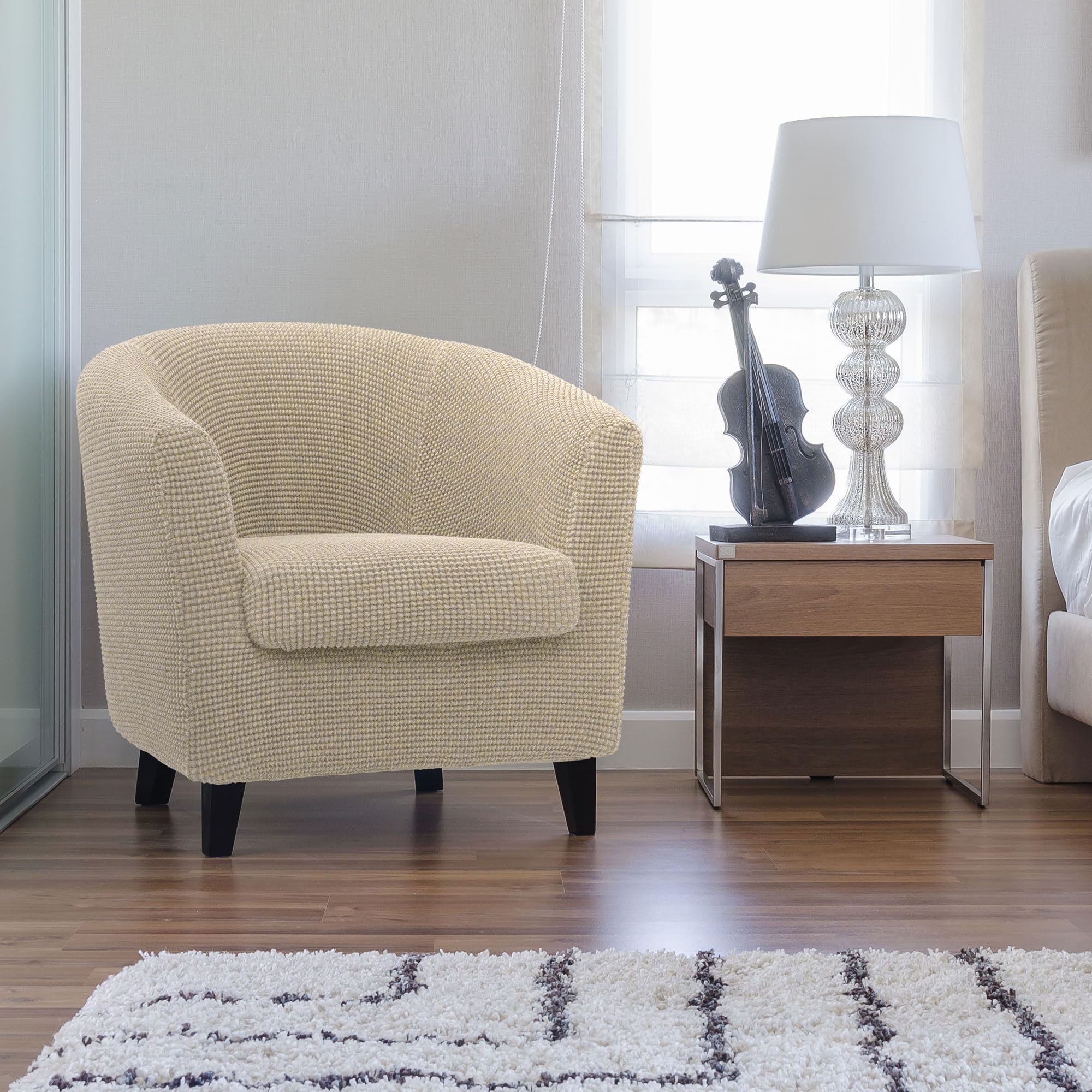 FAVERTI Super elastischer Club-Sesselbezug mit Sitzbezug, kompatibel mit den Sesseln von IKEA TULLSTA und Bakla, Modell Nove, Beige, hochwertiger Jacquard-Stoff, Baumwollgefühl!