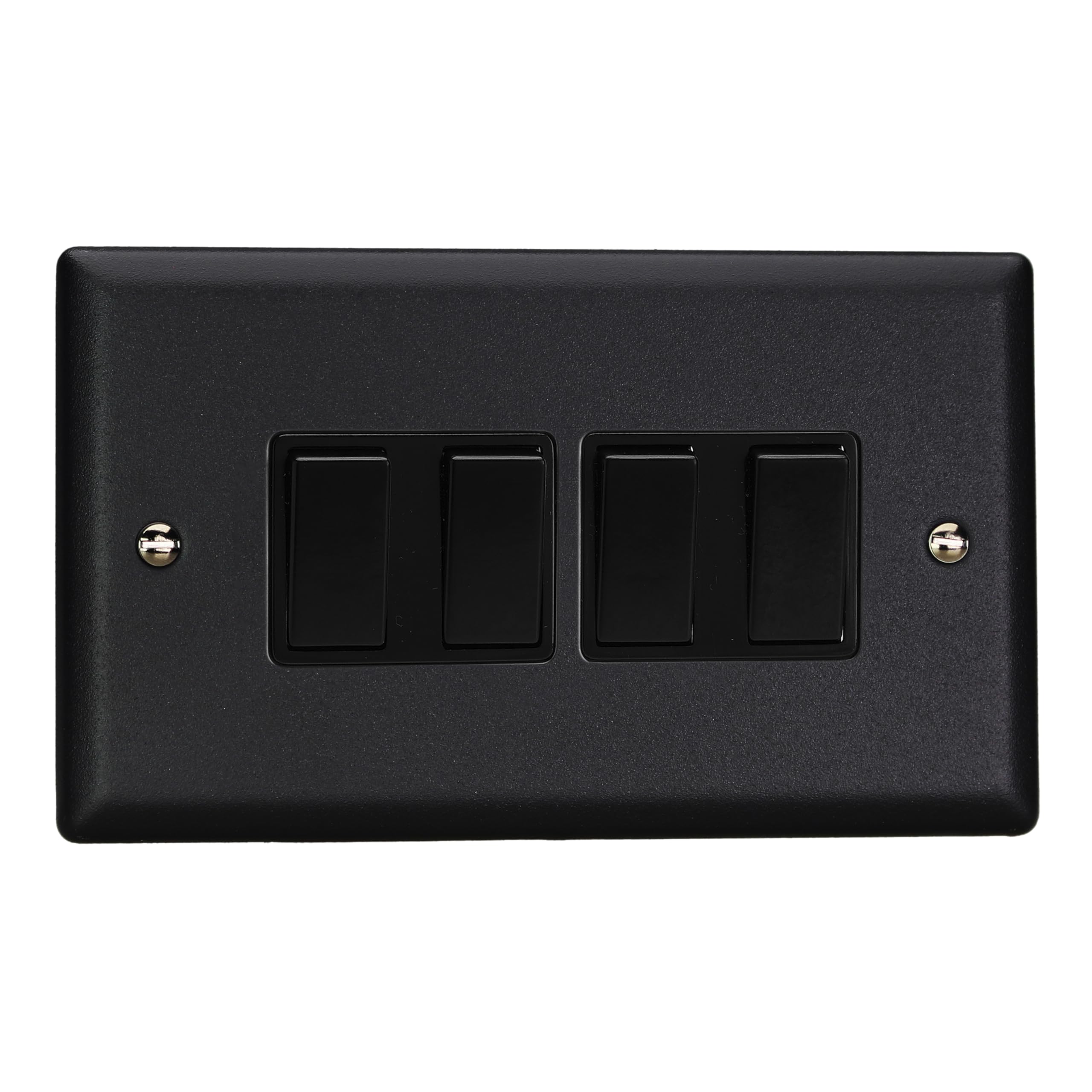 Varilight Quad 2-Way Rocker Light Switch - Urban Matt Black With Black Rockers, XY9B.MB