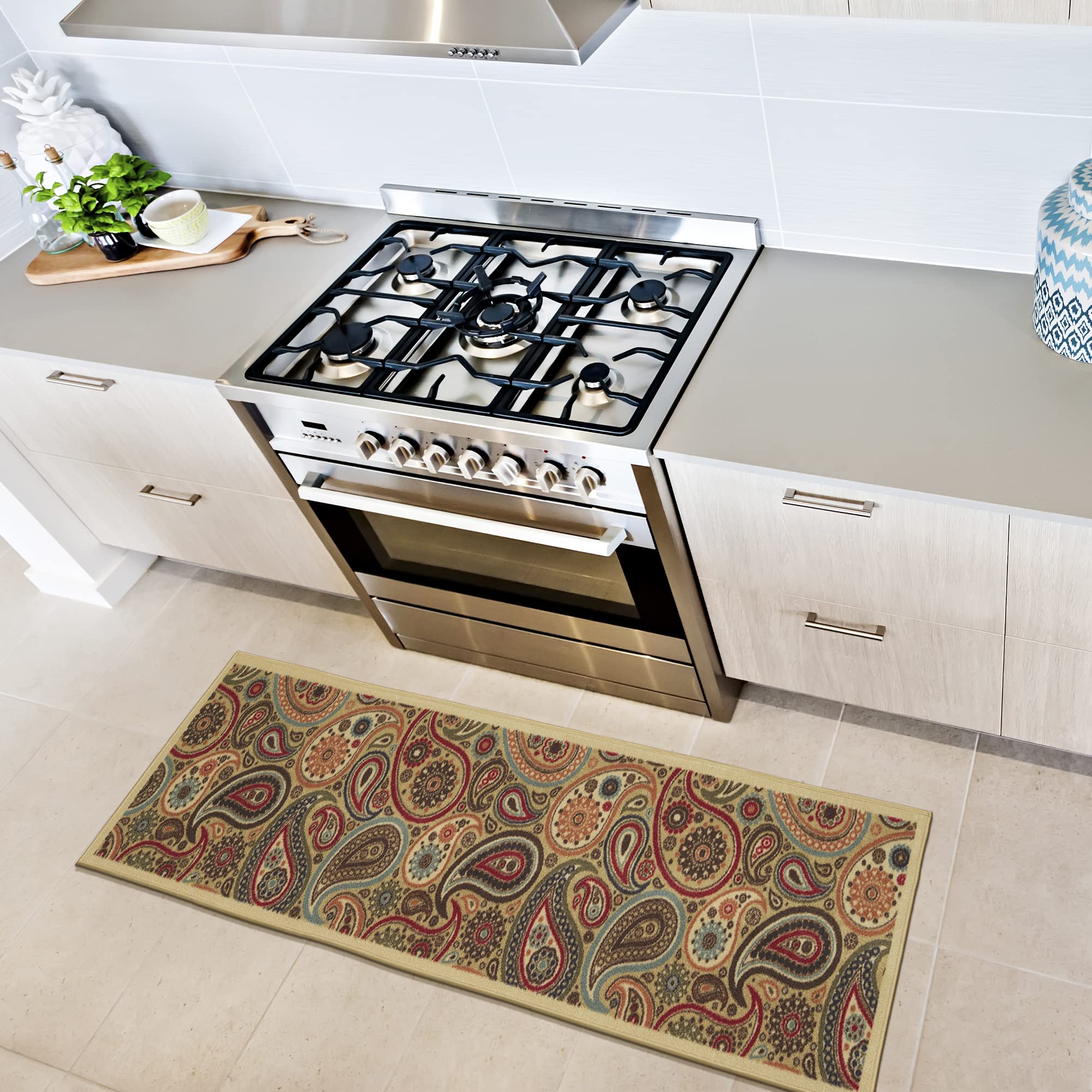 Ottomanson Ottohome Collection NonSlip Rubberback Paisley Design 2x5