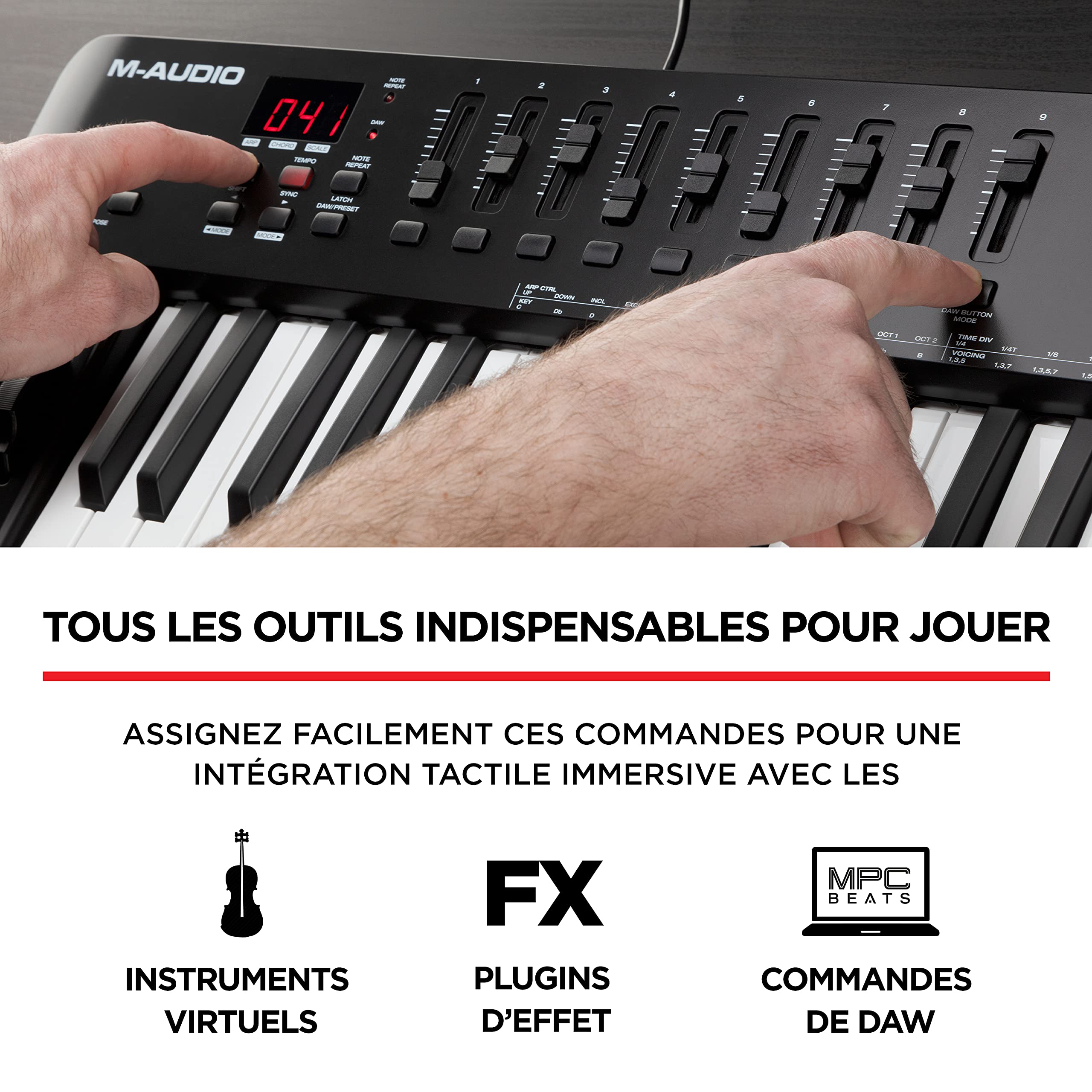 M-AUDIO Oxygen 49 (MKV) - Clavier maître 49 touches MIDI USB avec pads de rythme, modes Smart Chord et Scale, arpégiateur et pack de sons Native Instruments (intégration NKS)
