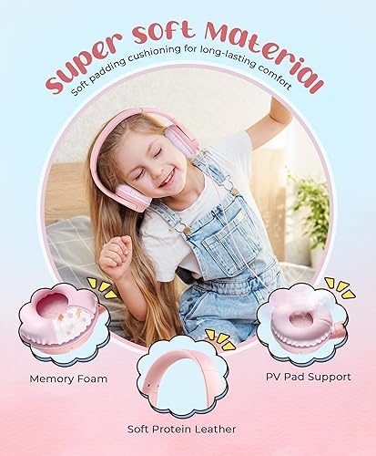 Miniatura 3 de DyBaxa Auriculares para niños, auriculares plegables con cable para niños, limitador de volumen de 94 dB, auriculares para niños para clases