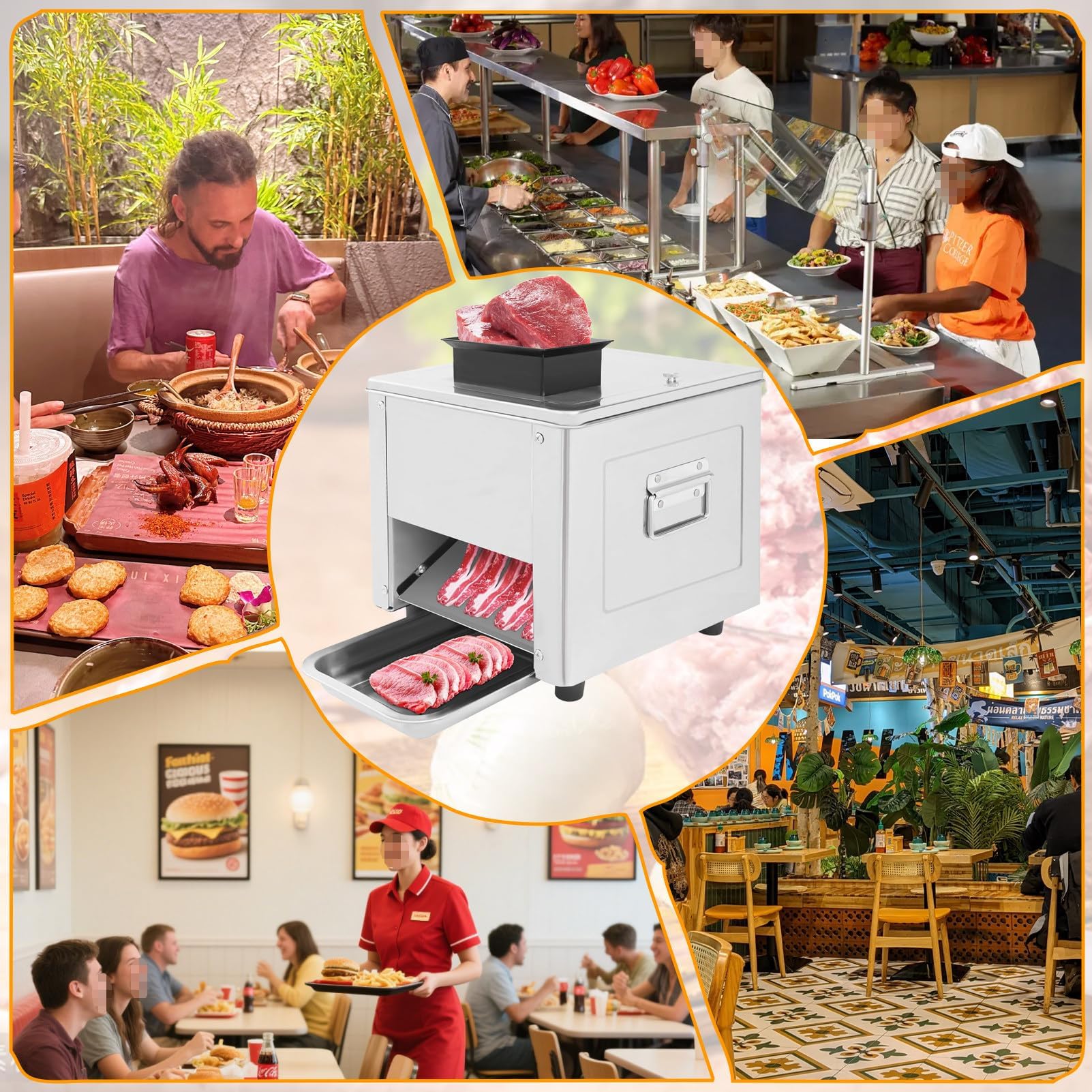 Affettatrice elettrica per carne, 850 W, in acciaio inox, per pollo, pesce, manzo, versatile elettrodomestico da cucina per preparare i pasti senza sforzo