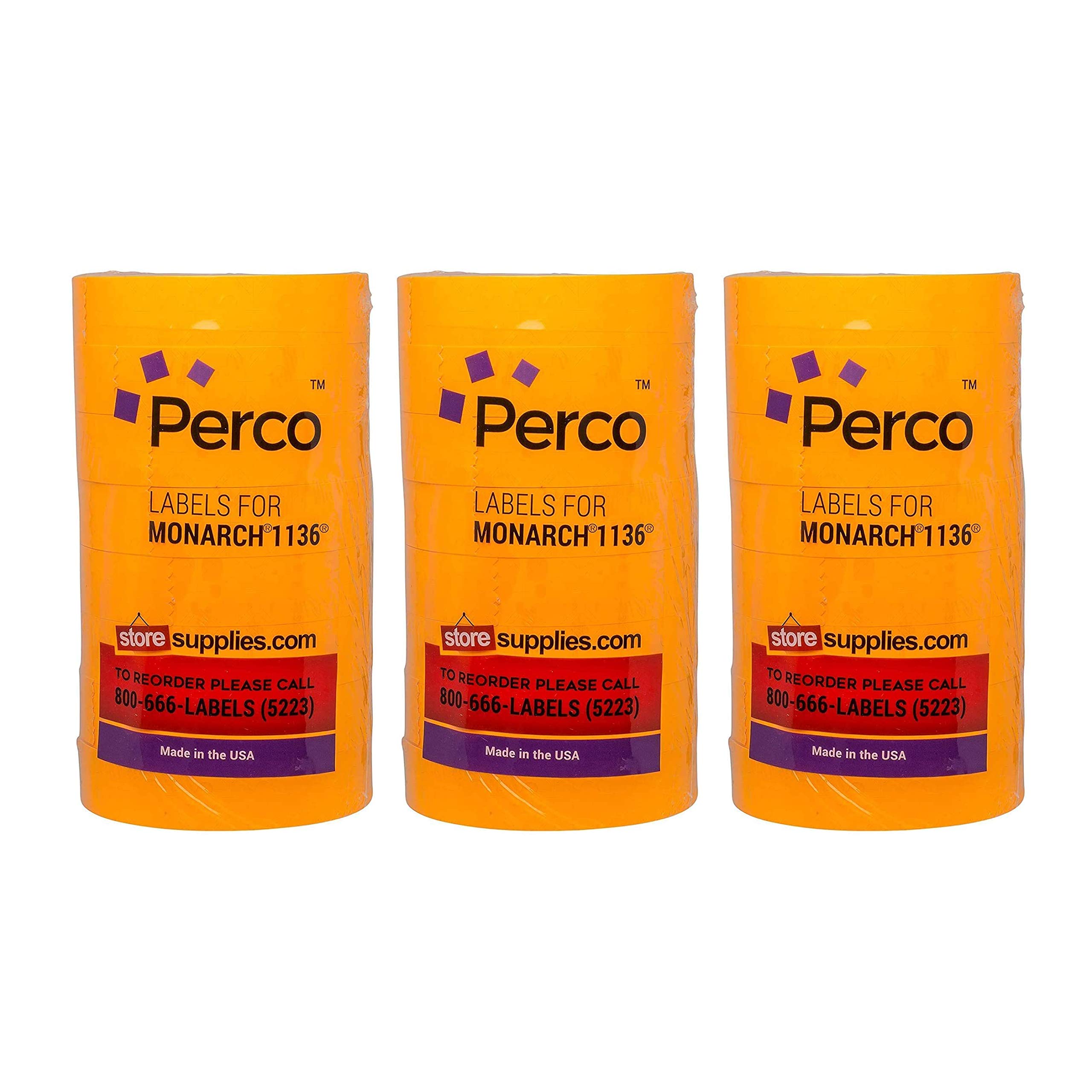 PercoPricing Labels for Monarch 1136, Fluorescent Orange
