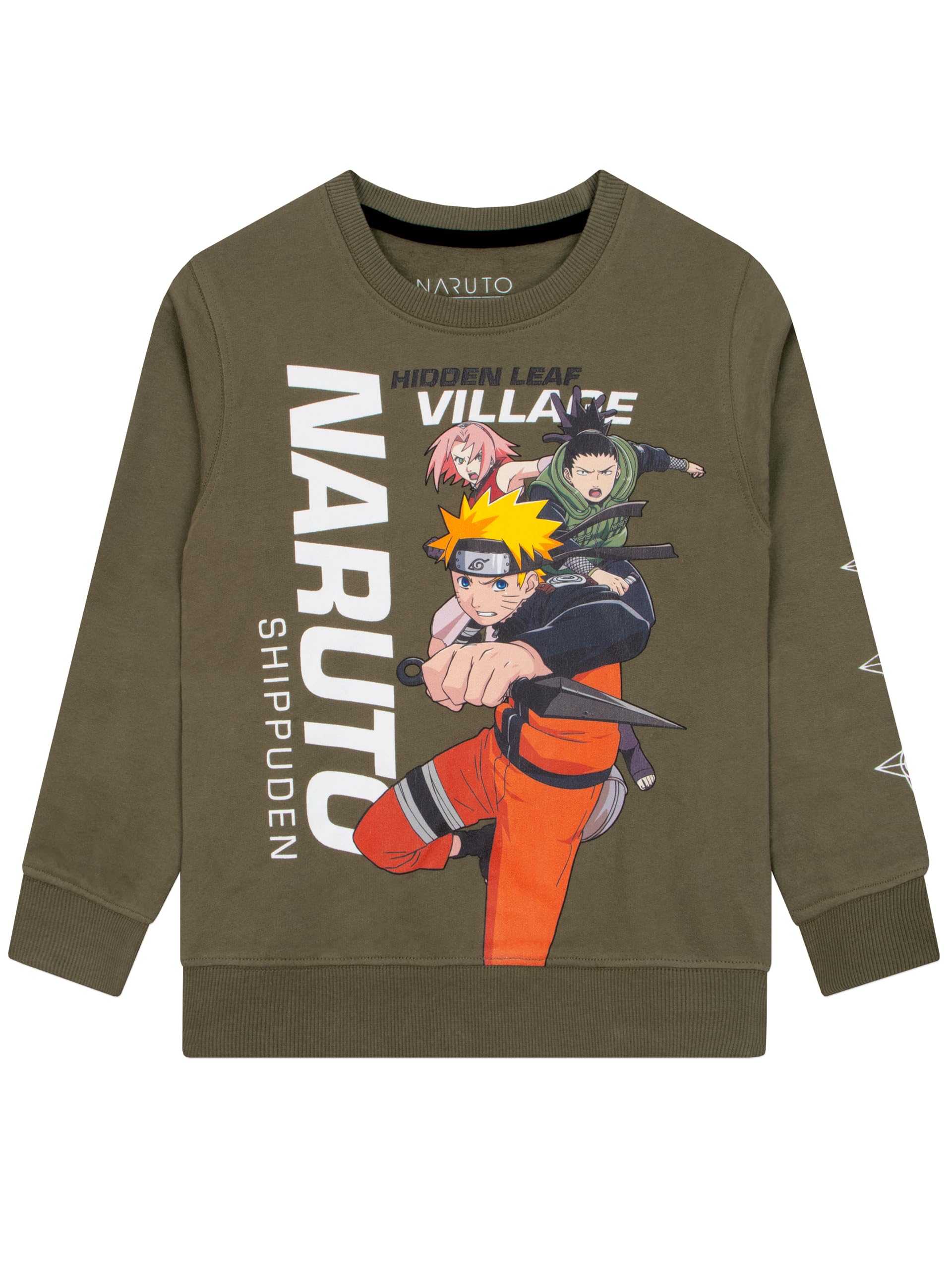 Naruto Boys Sweatshirt, Long Sleeve Anime Jumper, Boys Clothes, Cotton Jumpers For Kids, Green 6-7 Years
