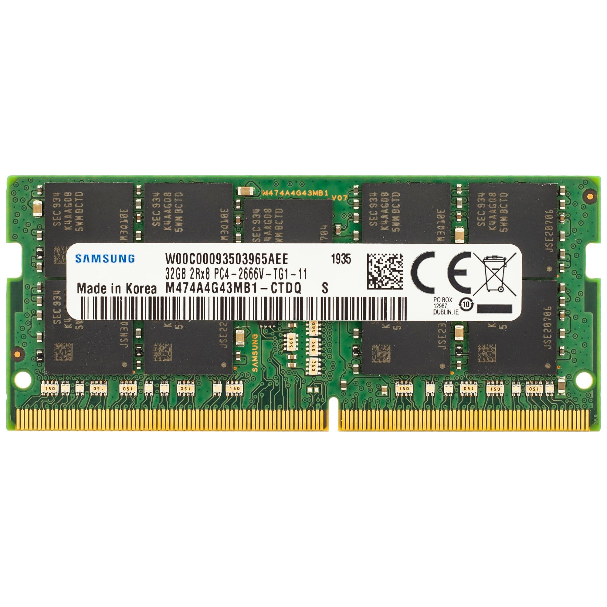 Samsung 32GB DDR4 2666MHz PC4-21300 ECC SODIMM 2Rx8 Dual Rank 1.2V