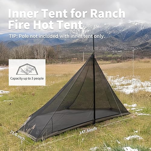 Miniatura 2 de Naturehike Tienda de campaña tipo tipi de fuego Ranch, tienda de campaña caliente de invierno para clima frío con gato de estufa, 4-6 personas,