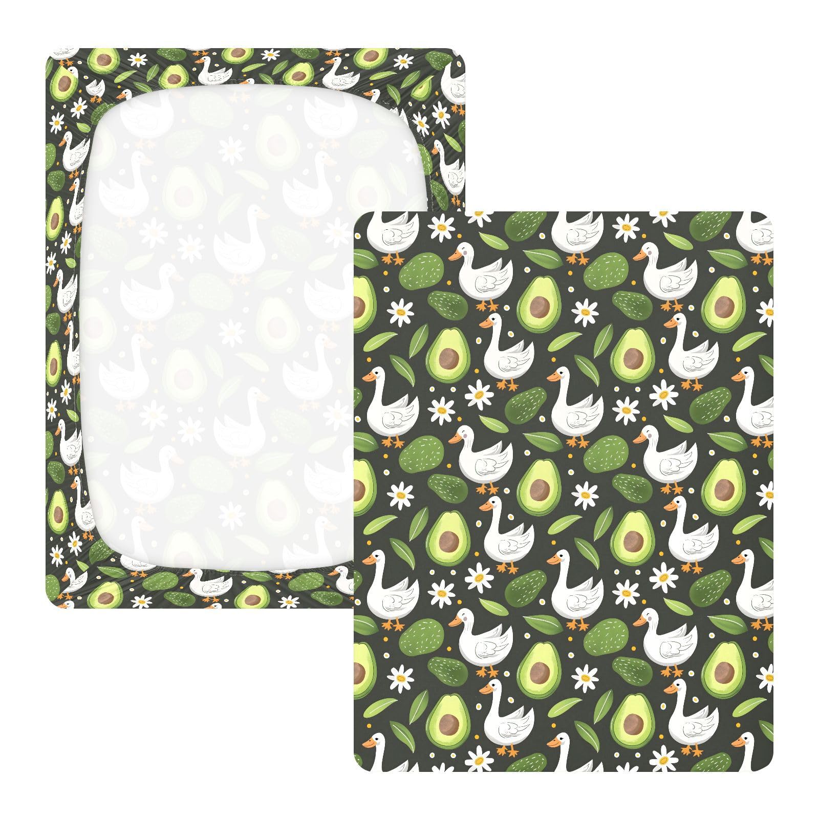 Drap-housse pour berceau de bébé motif avocat canard pour garçons et filles, matelas standard doux, 71,1 x 132,1 cm