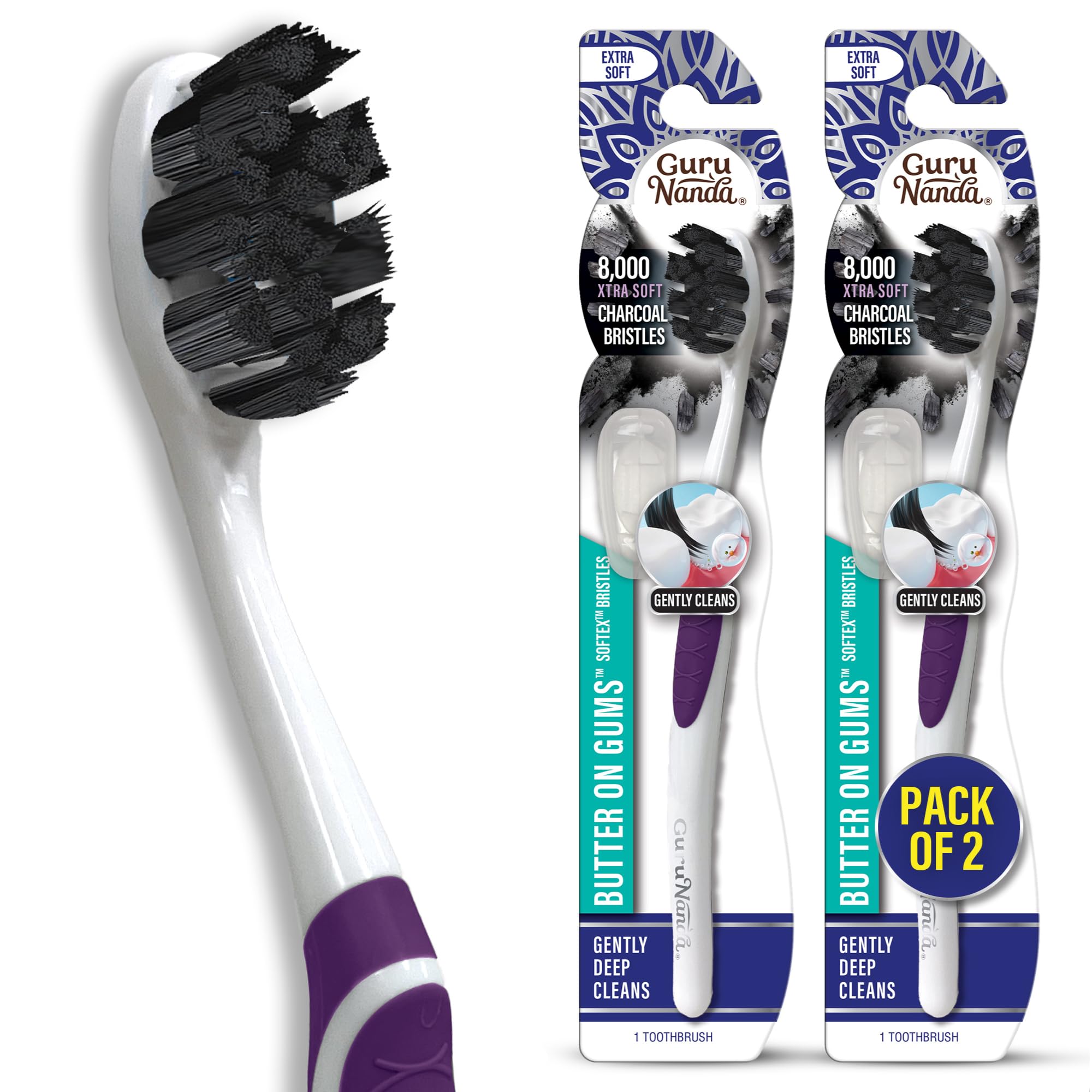 GuruNanda Charcoal Toothbrush - Sensitive Teeth -10