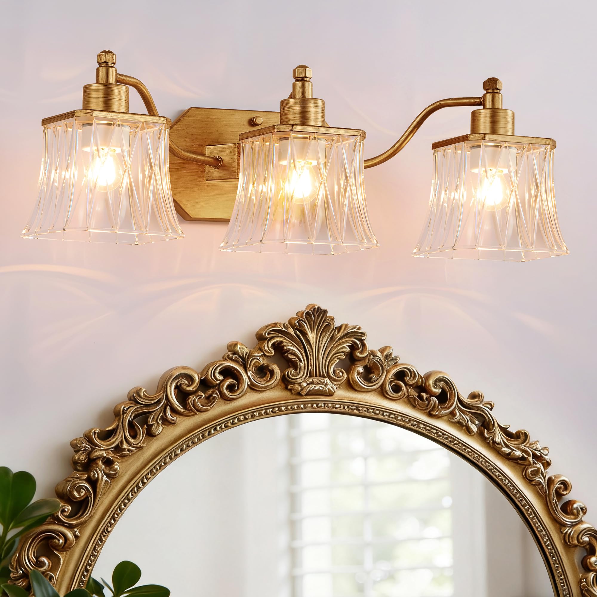Photo 1 of EvmVom 3-Light Gold Crystal Vanity Light