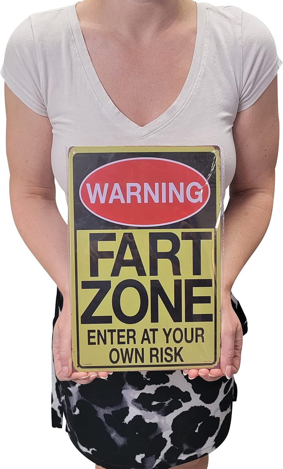 AMERICAN WIT 8" x 12" Metal Tin Sign (Warning Fart Zone Enter at Your OWN Risk) Yellow Background image 2
