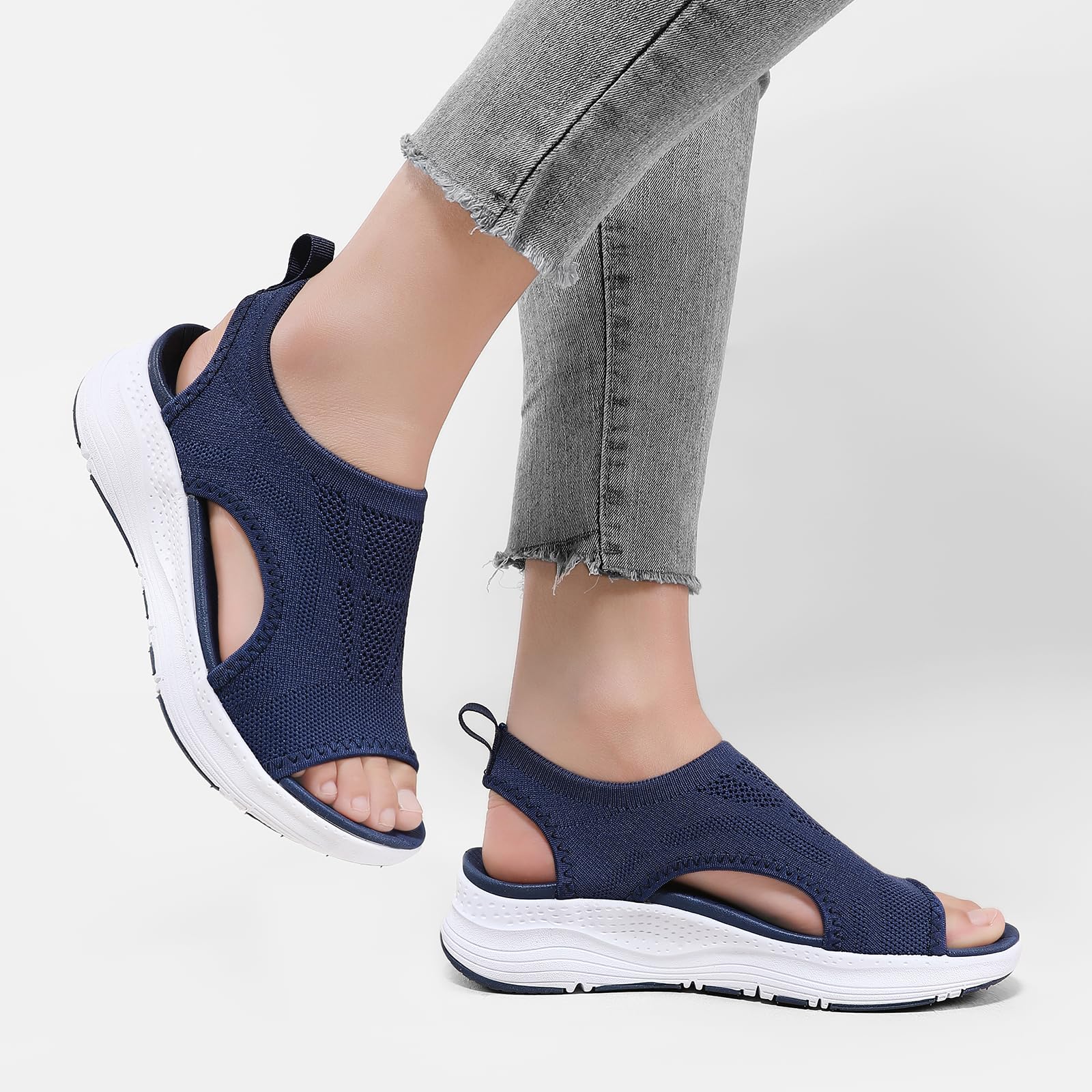 Sandalias de senderismo para mujer, ortopédicas, cómodas, para fascitis plantar, antideslizantes, informales, con puntera abierta, para atletismo, verano, playa