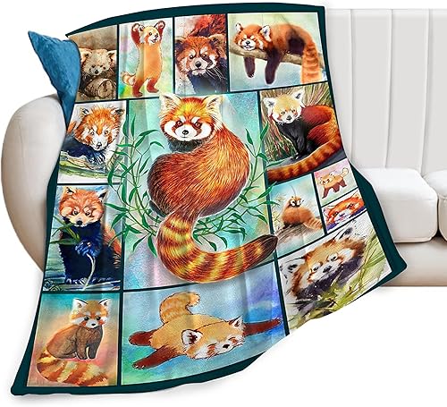 Manta de panda rojo, regalos para niñas, mujeres, niños, amantes de los pandas, manta suave y cálida de franela de felpa para cama, sofá, 40 x 50