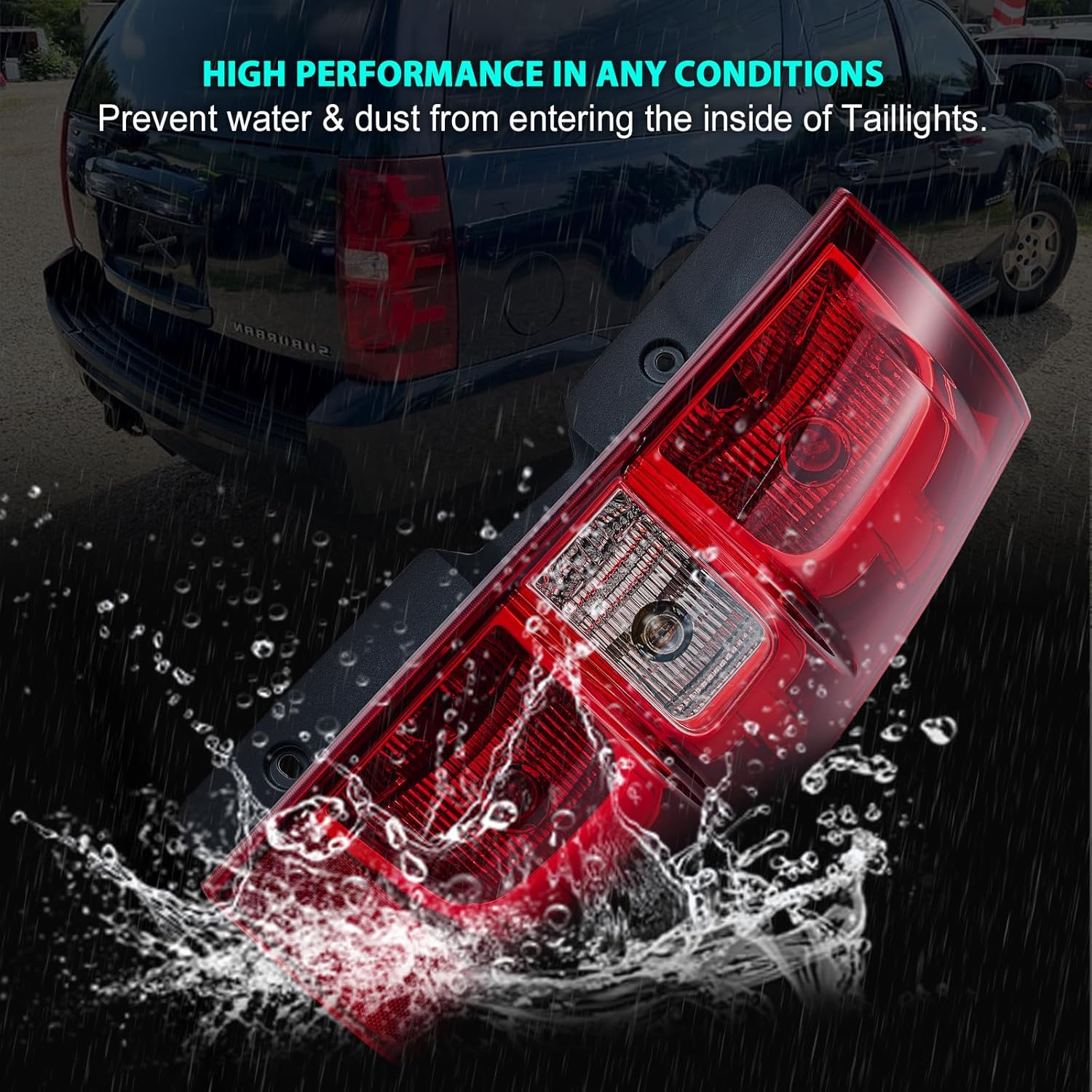 Tail light Assembly Compatible with 2007-2014 Chevy Suburban Tahoe1500 2500 rear light w/bulbs and harness OE Style Red Passenger Side(RH)