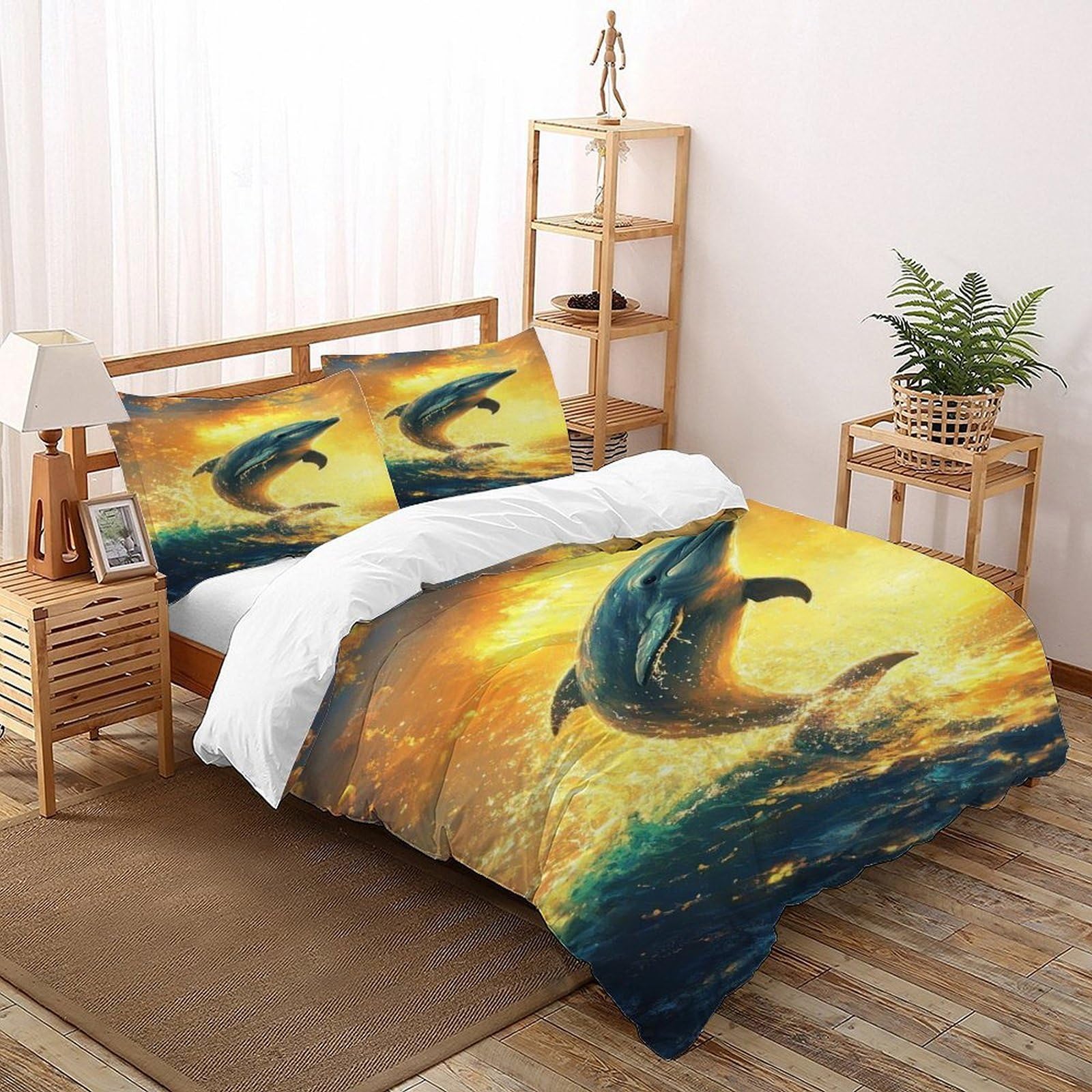 Housse de couette dauphin super king pour chambre enfant et adulte