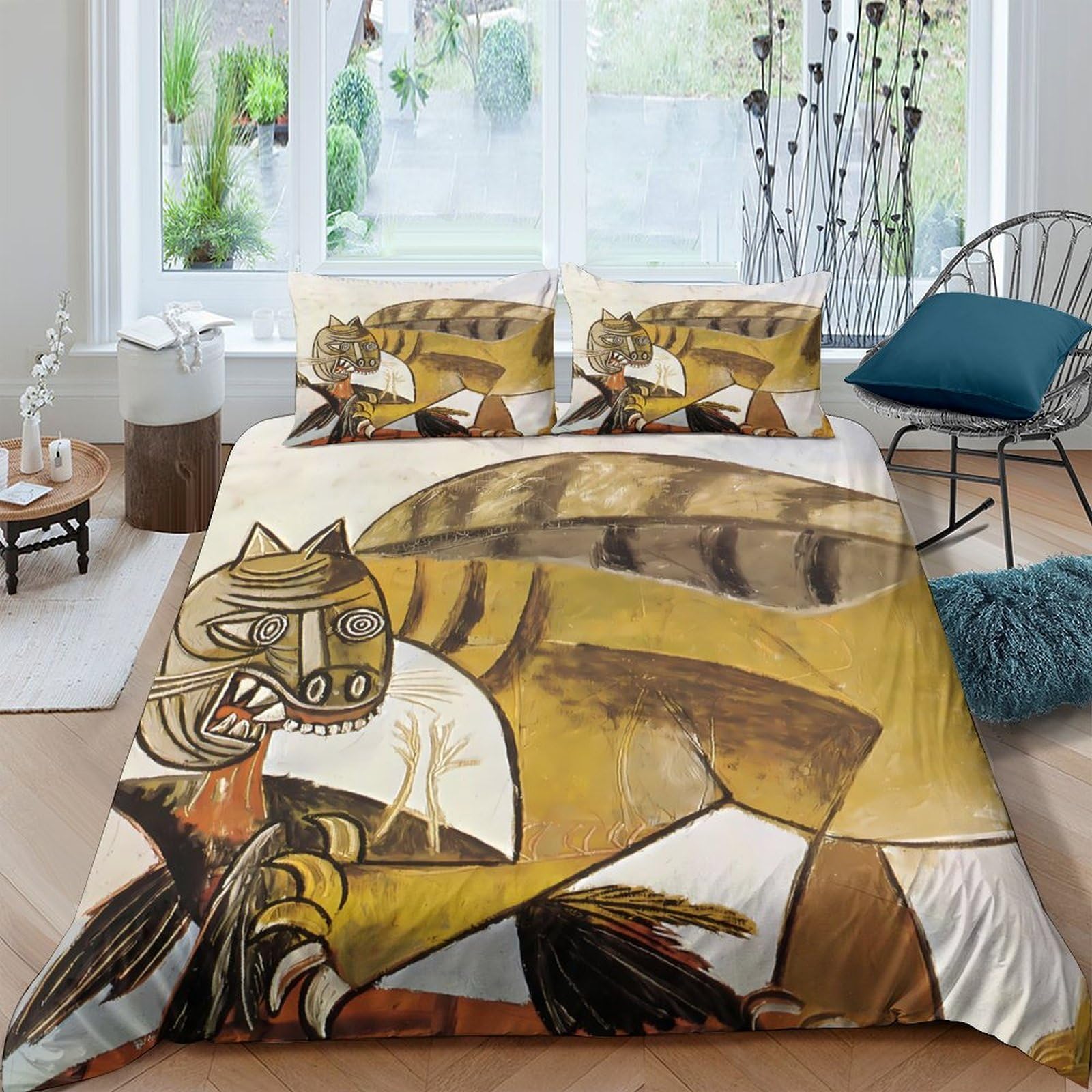 Ctjqhvkz Style-6 3D Printed Artistic Cat Abstract Fitted Sheet Microfiber Soft Non Slip Bed Cover For Bedroom Home Dorm Decor Single（135X200cm）