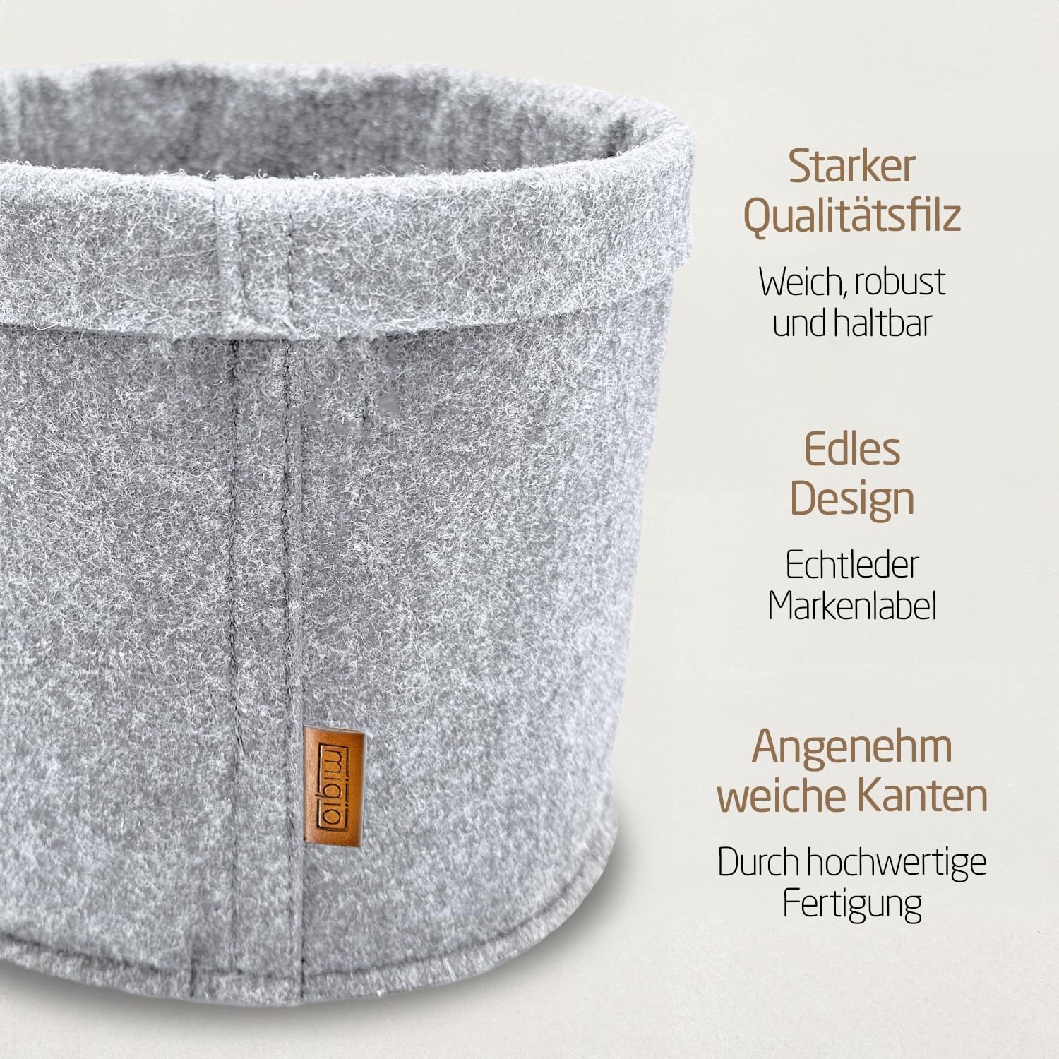 Miqio® Boîte De Rangement Design En Feutre Avec Poignée En Cuir | Panier En Feutre