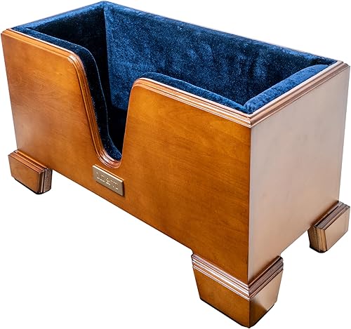 Miniatura 4 de MI&VI - Soporte clásico de madera para violonchelo 44, tamaño matrimonial, cojín de felpa de terciopelo azul persa soporte de madera para