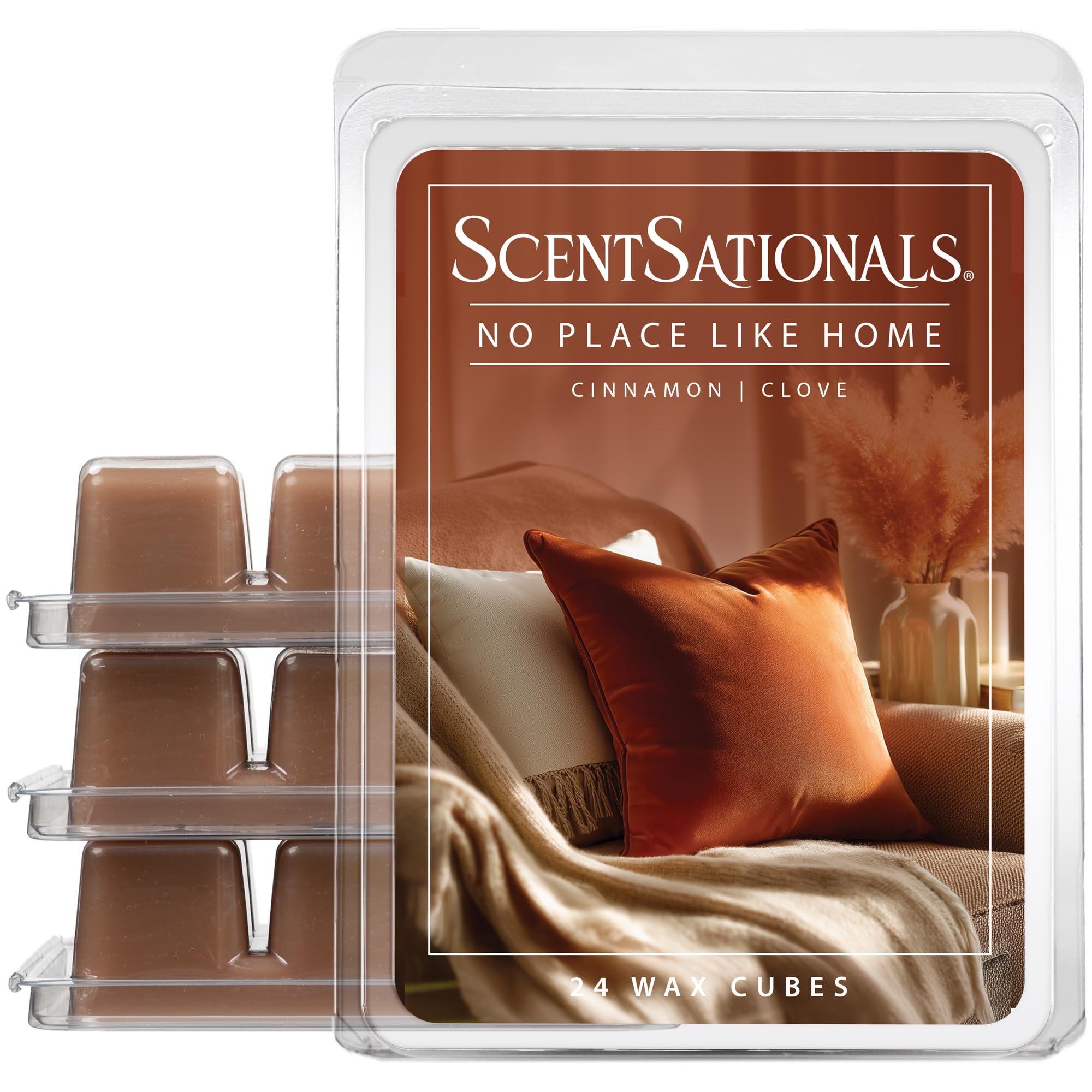 Scentsationals Christmas Wax Melts, Wax Cubes Strong Scent - Holiday Seasonal Collection No Place Like Home - Long Lasting Scented Melts for Warmer, 10oz (24-Cubes)