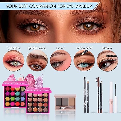 Miniatura 3 de Kits de maquillaje para niñas y adolescentes, set de regalo de maquillaje para mujeres con paletas de sombras de ojos, pinceles, brillo de labios,