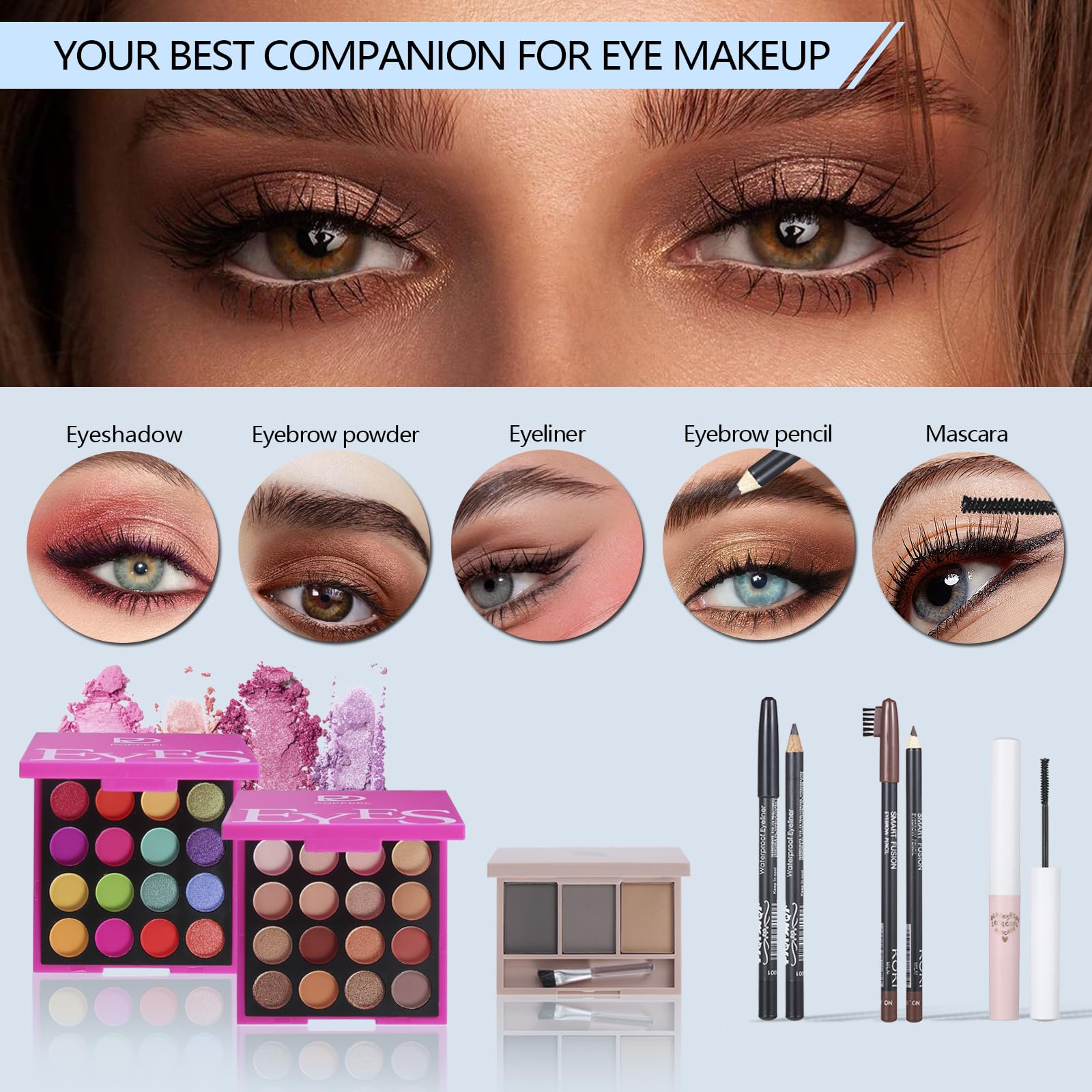 Kit di trucco per ragazze e adolescenti, set regalo per donne con palette di ombretti, pennelli, lucidalabbra, kit da viaggio per principianti (C01612)