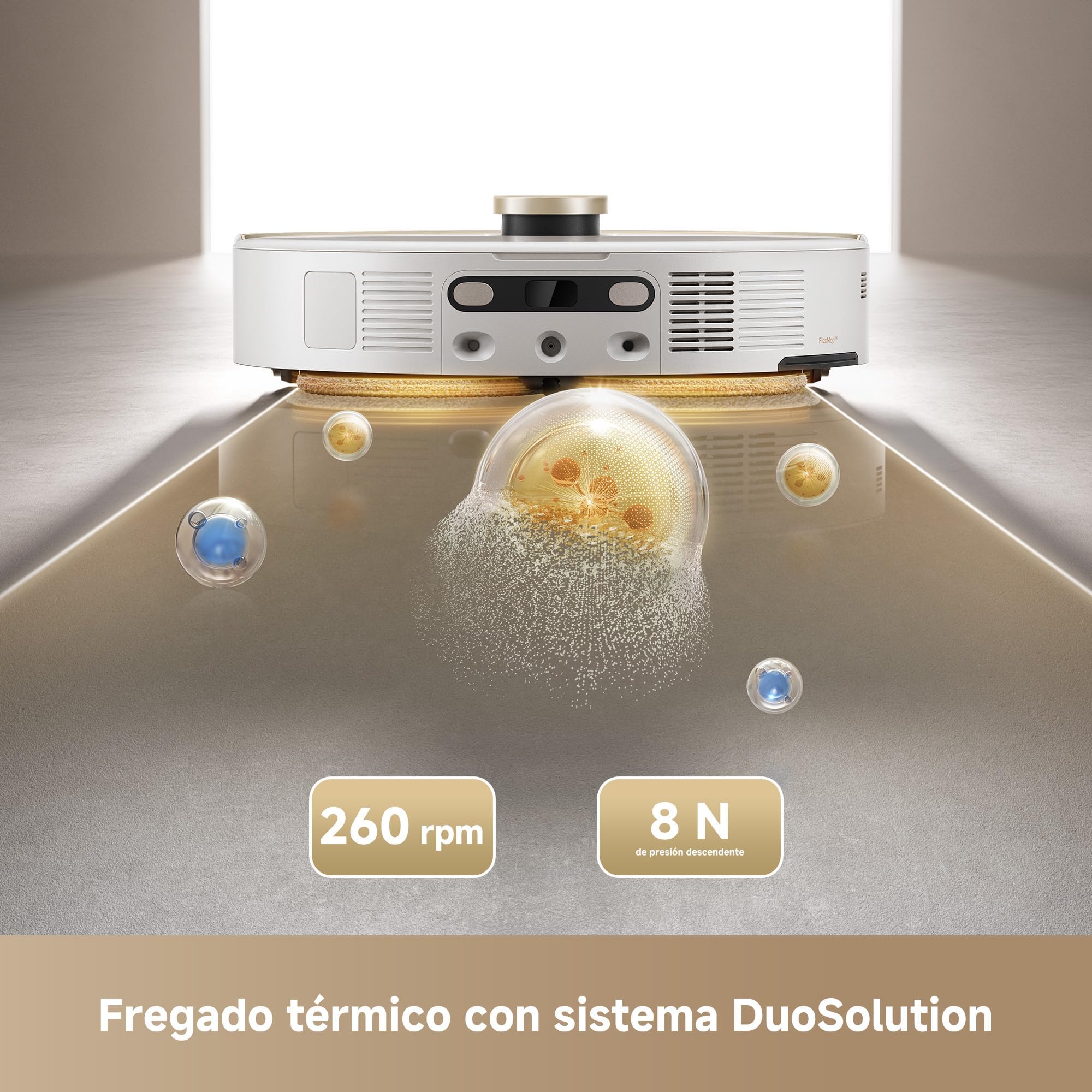 Mova V50 Ultra Complete Robot Aspirapolvere e Lavapavimenti, Potenza di Aspirazione da 24.000 Pa, con Svuotamento Automatico, Lavaggio Termico con Sistema Aoppia Soluzione, Sistema StepMaster, Bianco