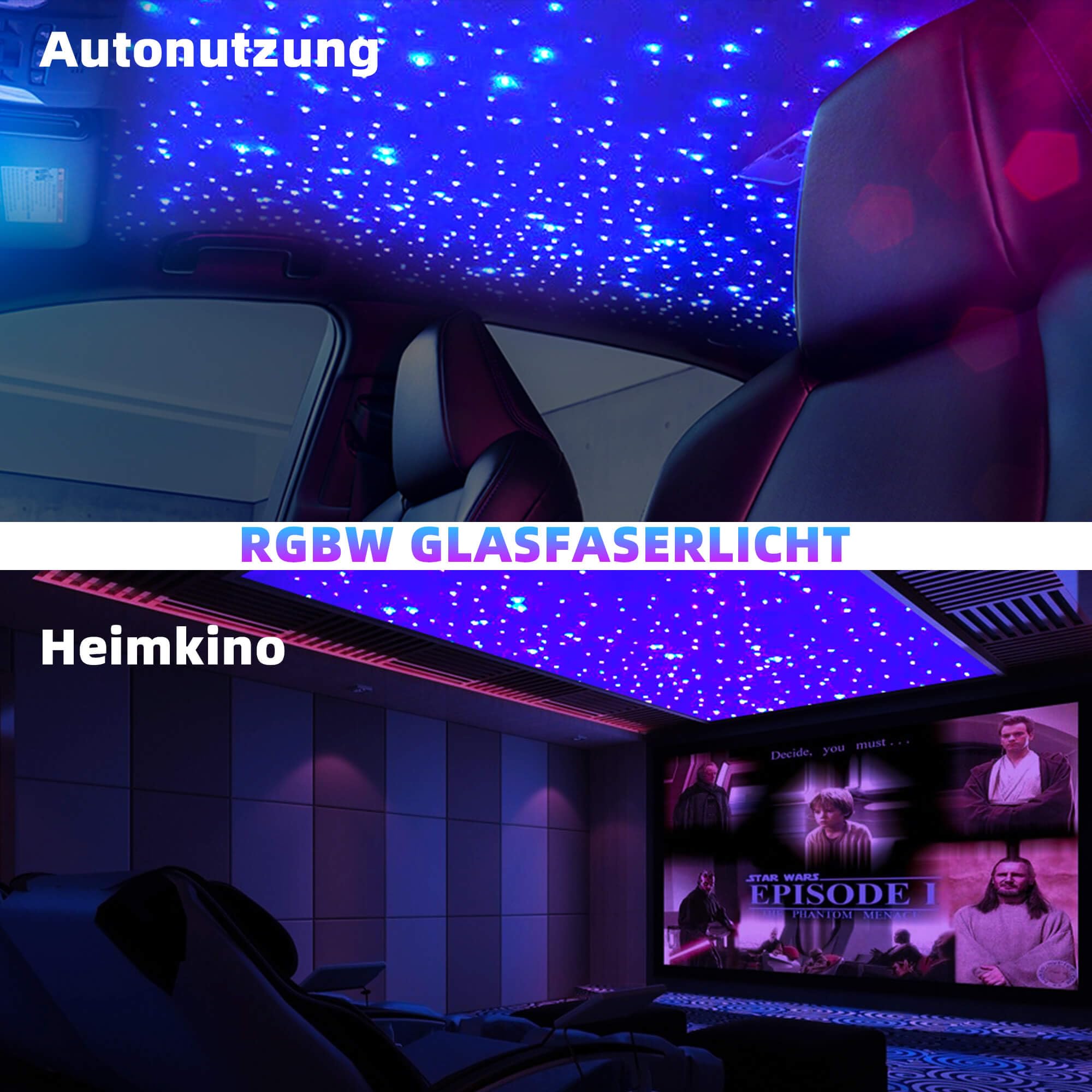 Twinkle LED Glasfaser Sternenhimmel Licht für Auto/Decke,Bluetooth App/RF Fernbedienung LED Fiber Optic Star Deckenleuchten Kit mit 300pcs,2m,0,75mm Glasfaserkabel and RGBW Motortreiber mit Musikmodus