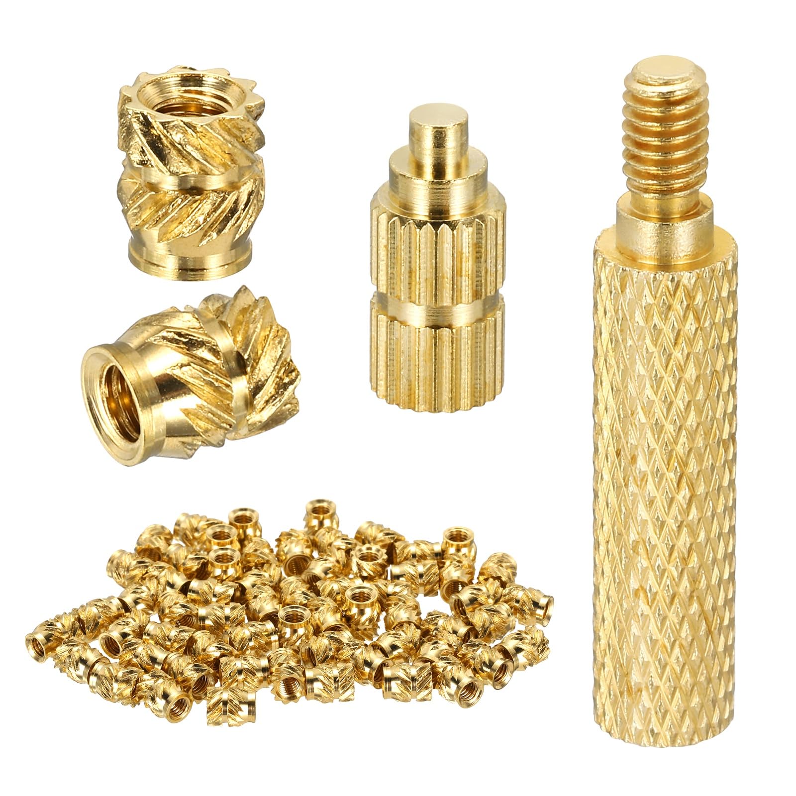 sourcing map 60Set M3 Heat Threaded Inserts with Soldering Tip, 5mm OD, 4.5mm Height, Brass Nut Rod Inserts Knurled for 3D Printing Component Plastic Part