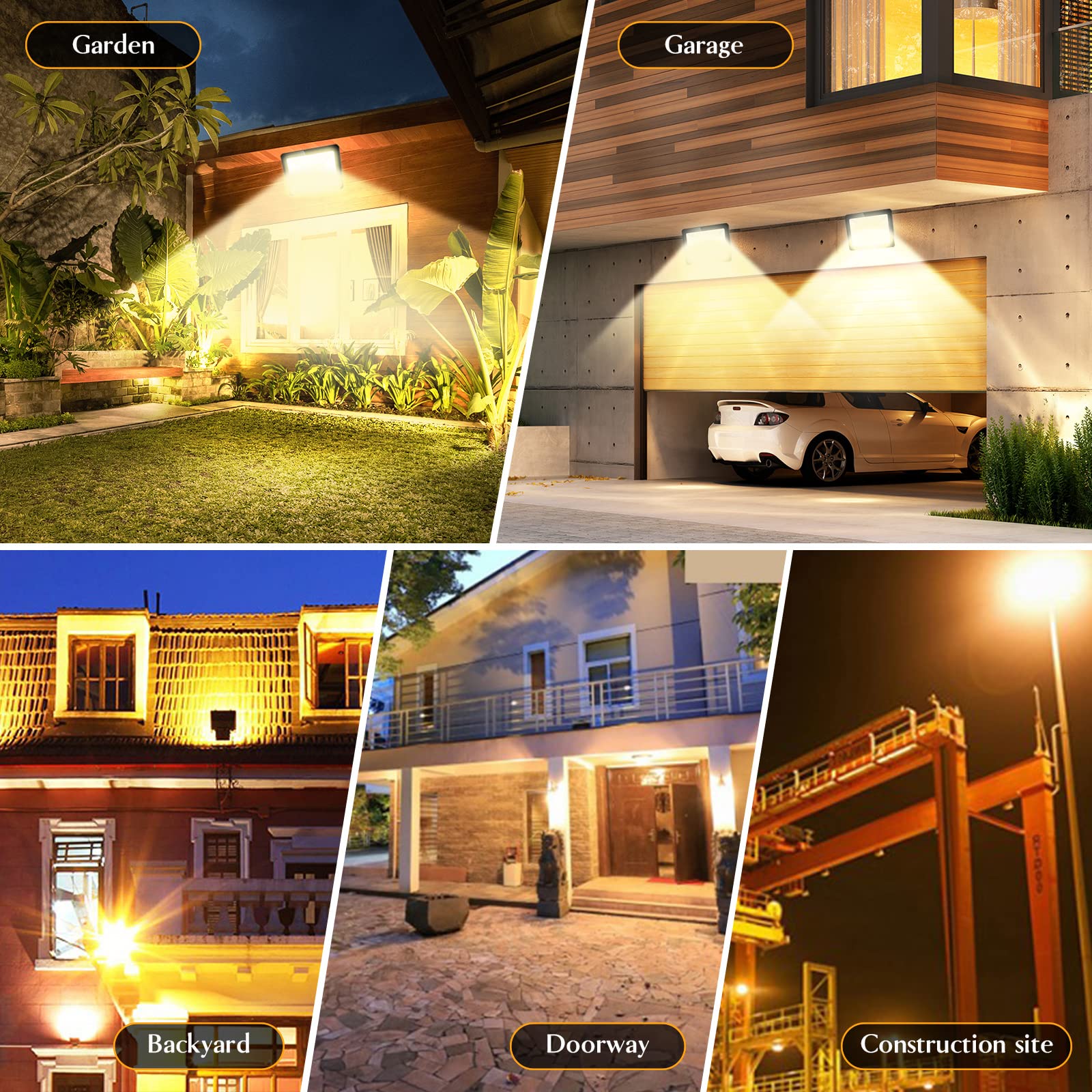 300W Faretto LED da Esterno 3000K Bianco Caldo Faro LED Esterno 30000LM IP65 Impermeabile Super Luminoso Fari di Sicurezza per Cortile Giardino