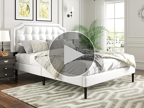 Alex grey約1メートル特大フレーム額縁付き Amazon.com: CXVX Full Size Platform Bed Frame with Headboard
