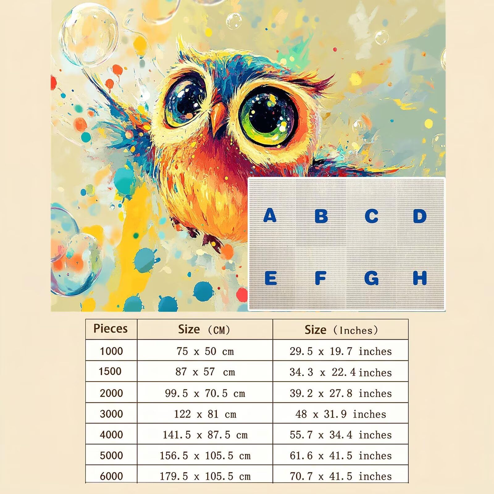 Carino gufo Puzzle 4000 Pezzi per Adulti, Puzzle in Legno - Collezione Classica con Poster Incluso - Sfida di Concentrazione e Passatempo Antistress, Gioco Educativo per Famiglia, 141 x 87 cm f0-571