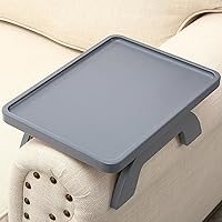 Vista 9 de Mesa de Brazo de Sofá SINWANT, Bandeja de Brazo de Sofá de Bambú para Respaldo, Bandeja con Clip de 13.78" para Sofá para Sala de Estar, Snack