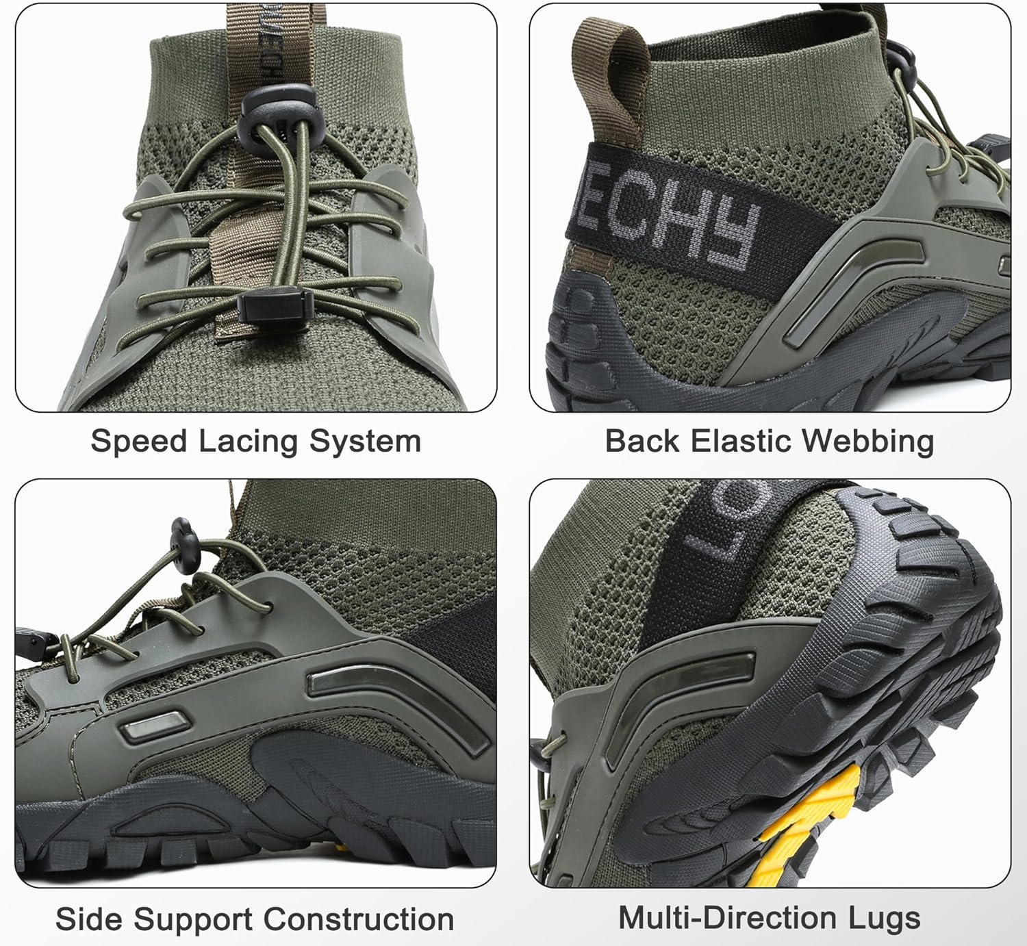 LOUECHY Men's Hiking Shoes Slip-On Walking Shoes Breathable Sock Sneakers