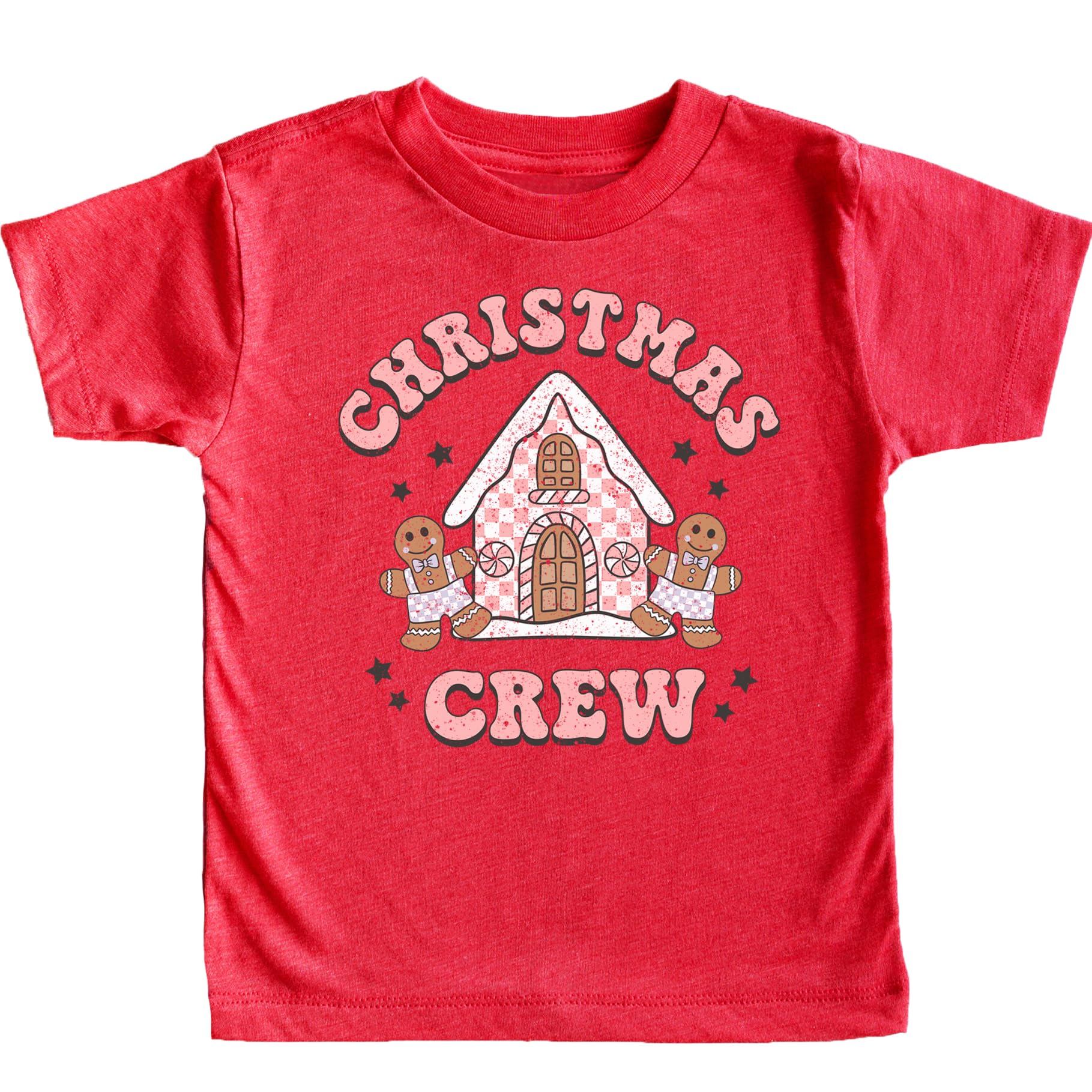 Christmas Crew Gingerbread House T-Shirts for Baby and Toddler Matching Family Fun Outfits Red Shirt 12 Months