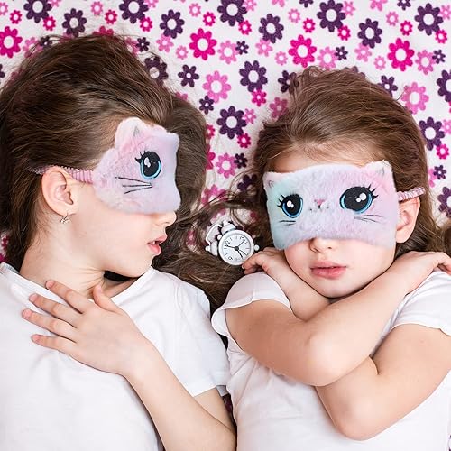Miniatura 6 de Zhanmai 8 máscaras de unicornio para dormir de gato, máscara de ojos de felpa sintética de piel suave, ojos de gato, unicornio, ojos vendados,