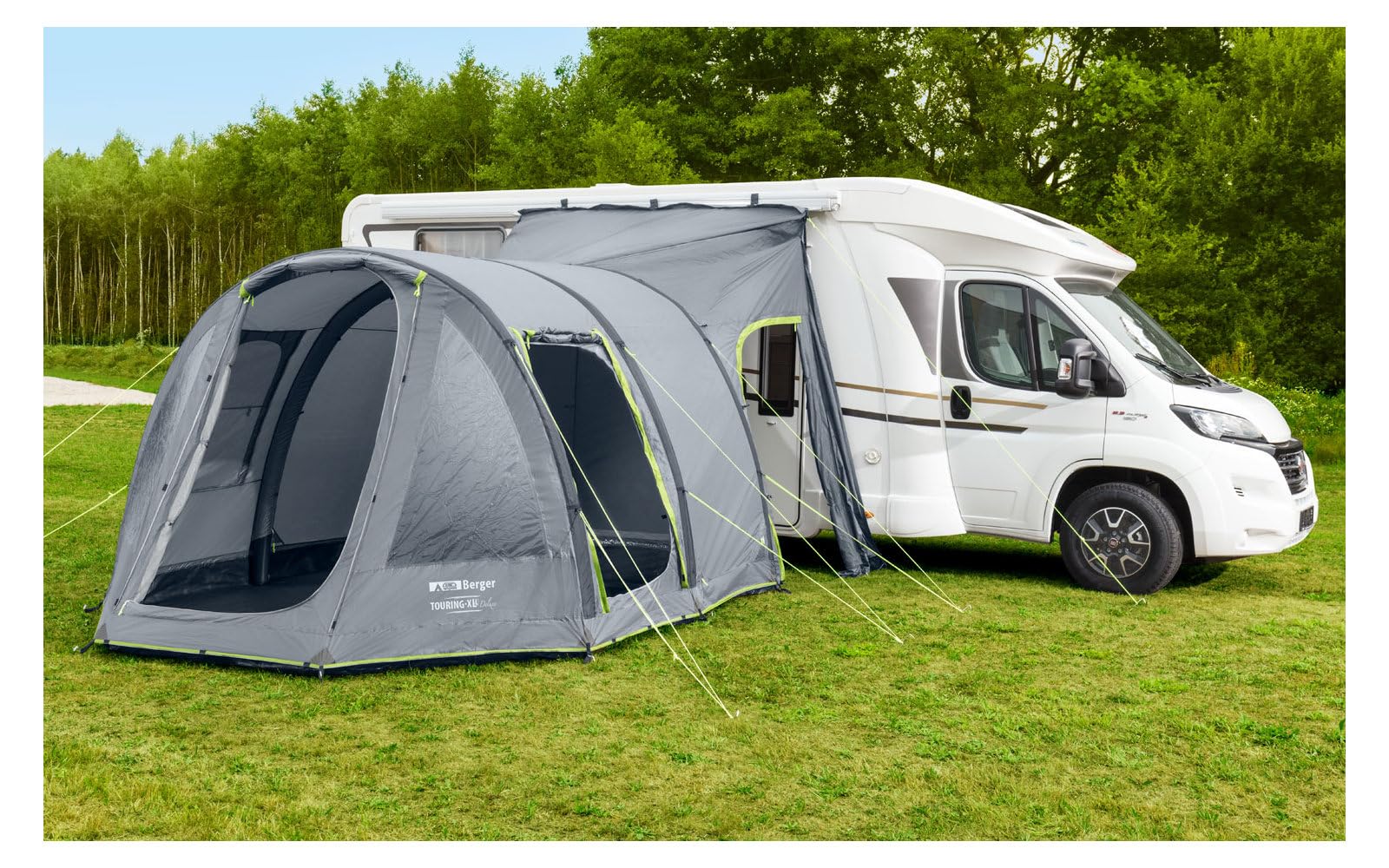 BERGER Busvorzelt Touring Air - aufblasbar freistehend Outdoor Zelt Luftzelt - Autozelt Vorzelt Camping Zelt für Bus, SUV, Auto - Schnellaufbau Zelt Auto inkl. Luftpumpe