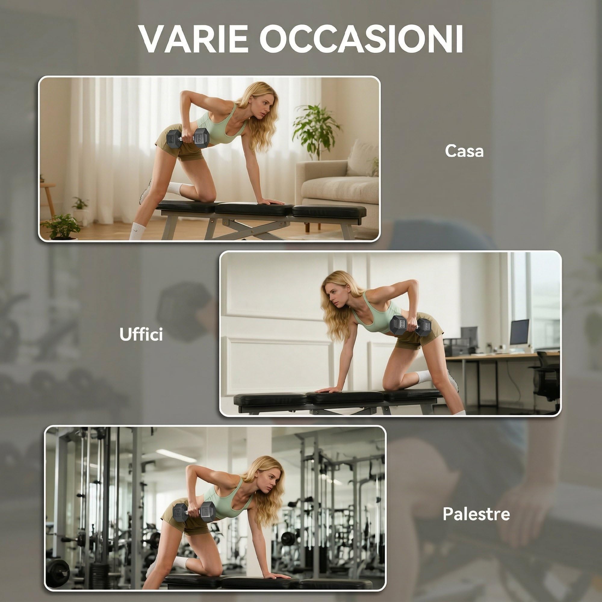 HOMCOM Set di Manubri Palestra, 2x12.5 kg, Pesi Palestra Esagonali con Impugnatura Antiscivolo, Allenamento Forza Fitness Casa, Nero