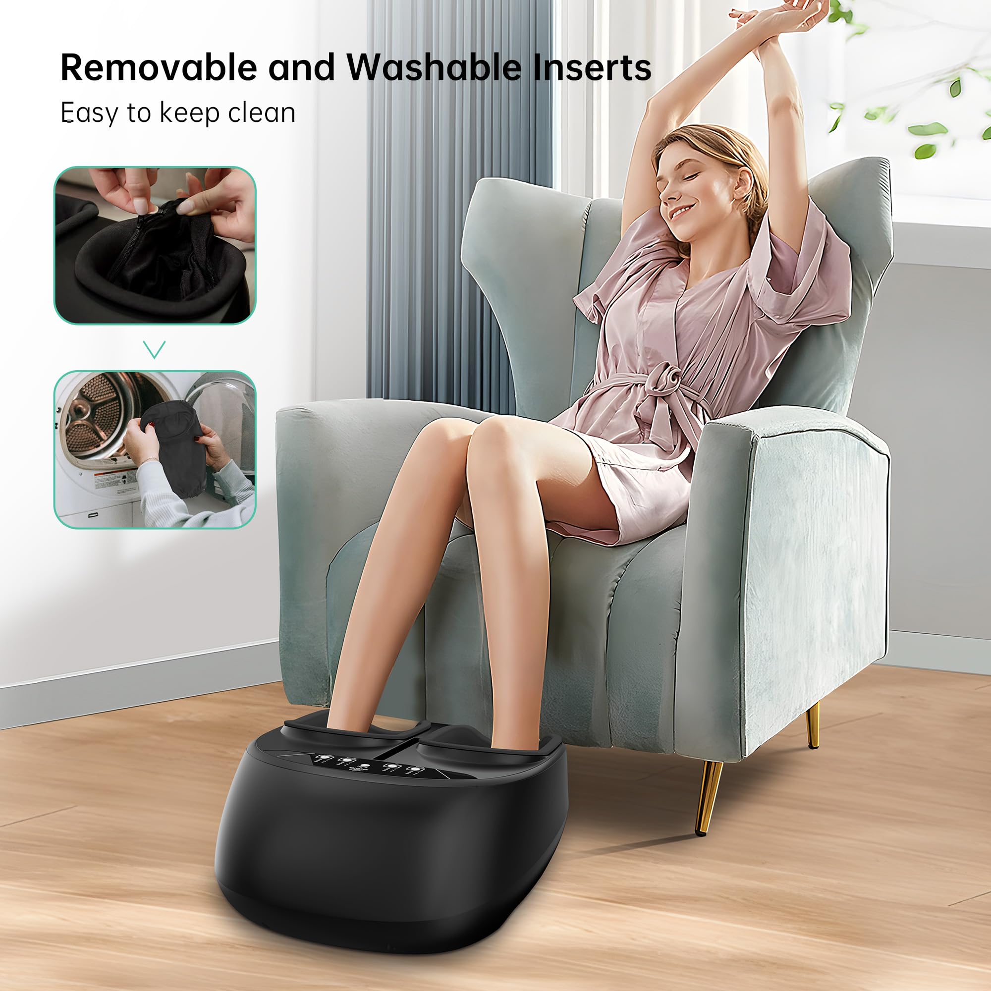 Snailax Masseur de Pieds Shiatsu, Appareil de Massage des Pieds Électrique avec Chaleur, Pétrissage, Compression et Vibration, Télécommande, Chauffe-Pieds, Taille jusqu'à 47, Cadeau Homme et Femme