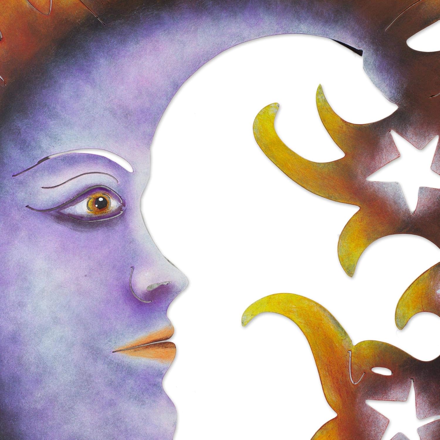 Limited Discount NOVICA Star Steel Wall Mural, Orange and Purple, Crescent Moon and Stars' Cheapest 🛒 NOVICA Star Steel Wall Mural, Orange and Purple, Crescent Moon and Stars'