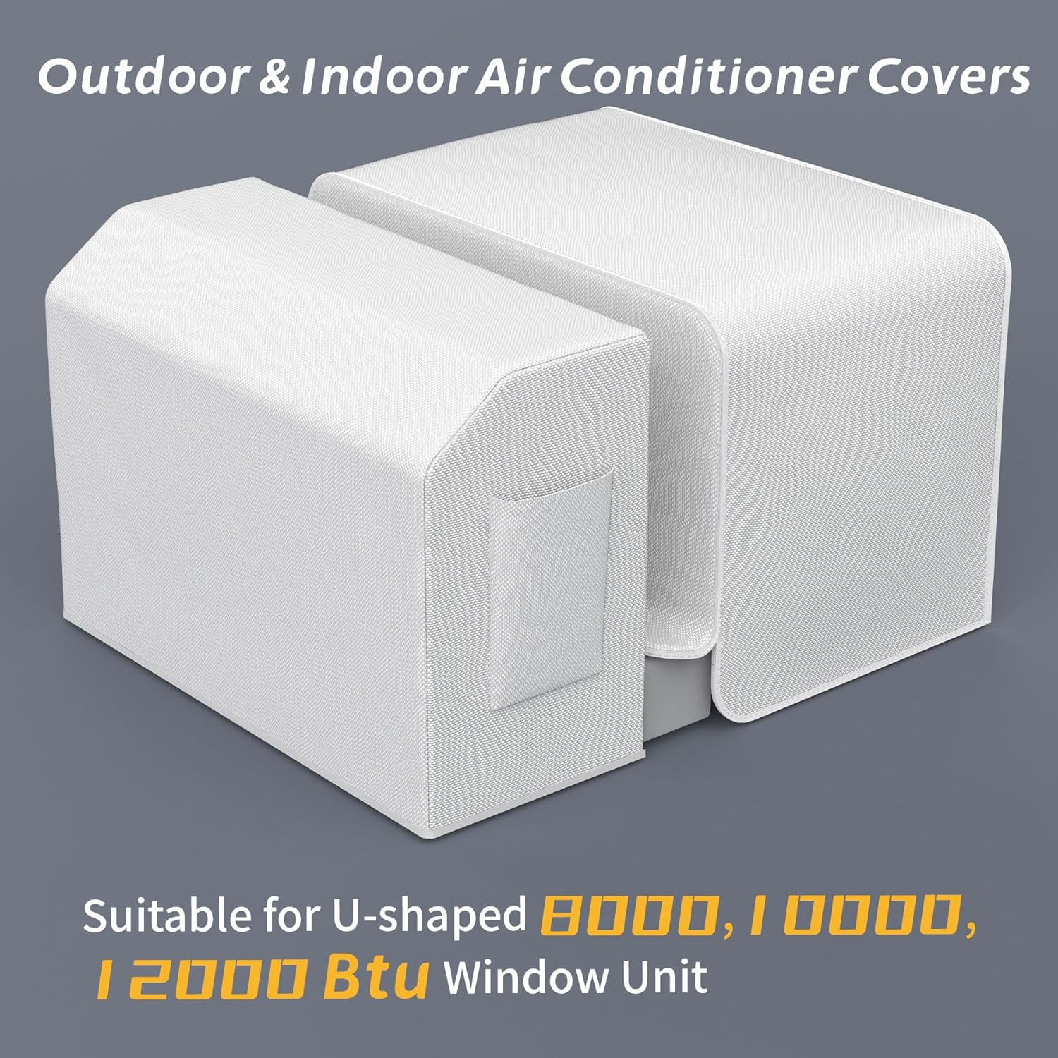 Flamorrow Outdoor Air Conditioner Cover and Indoor Air Conditioner Cover with Bag for U-Shaped Window AC Unit, Dustproof & Windproof Window AC Covers for Outside & Inside Unit Full Coverage Protection