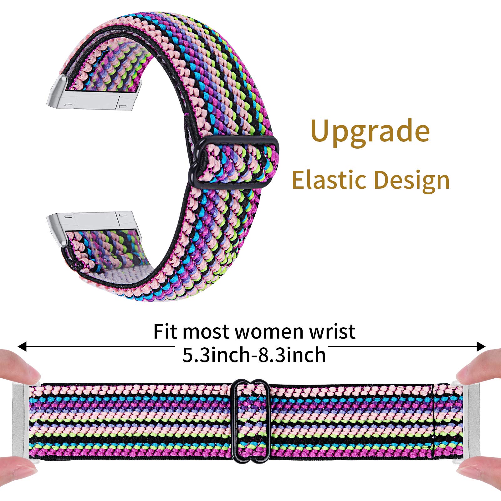 TRISTRAPS Compatible with Fitbit Versa 4/Versa 3/Sense Strap,Soft Elastic Breathable Replacement Sport Wristbands for Men/Women,18 Colours for Chosen (Purple + pink) - Image 3