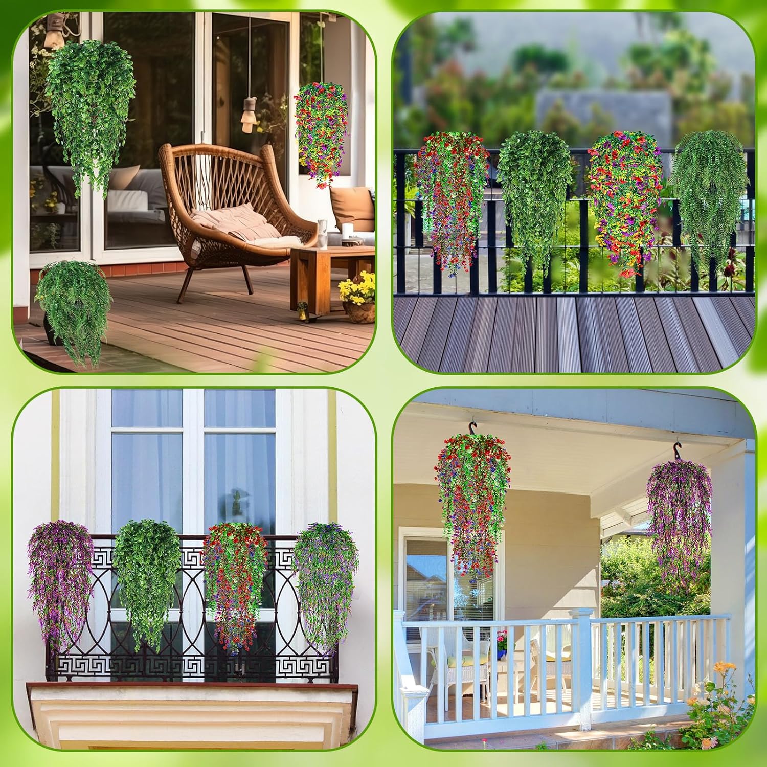 Hoteam 18 Pcs Artificial Faux Hanging Flowers Fake Hanging Plants Vines Plastic Wall Greenery Indoor Fake Flowers Vines for Home Bedroom Living Aesthetic Kitchen Office Wall Patio (Romantic Style)