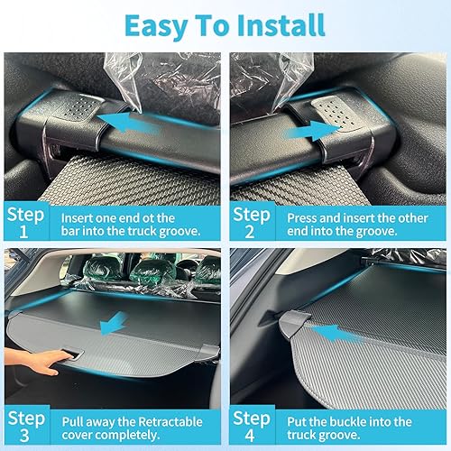 Miniatura 8 de Cubierta retráctil de carga para Toyota RAV4 2013 2014 2015 2016 2017 2018, cubierta trasera antimiradas para maletero de equipaje (lona)